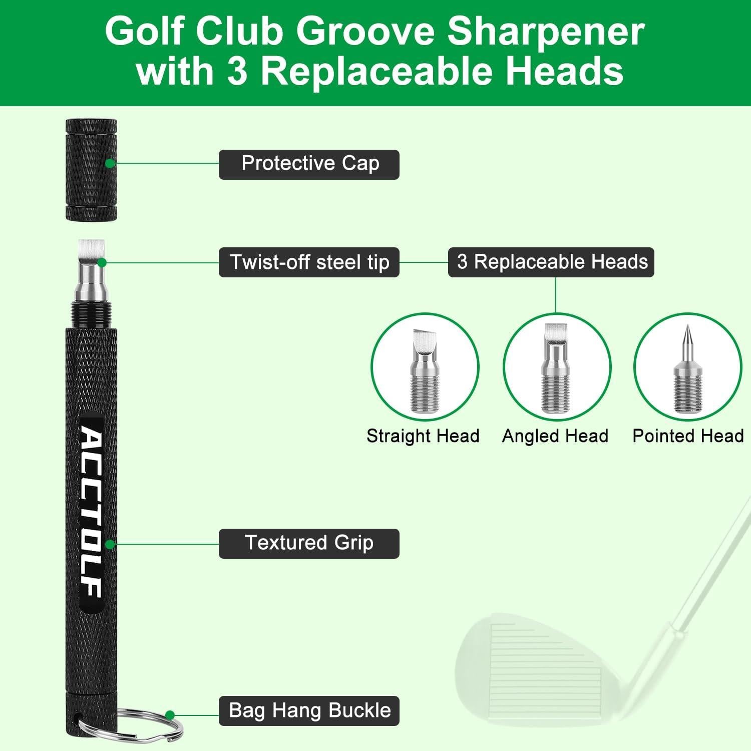 Afilador de Ranuras para Palos de Golf ACCTOLF 3 en 1