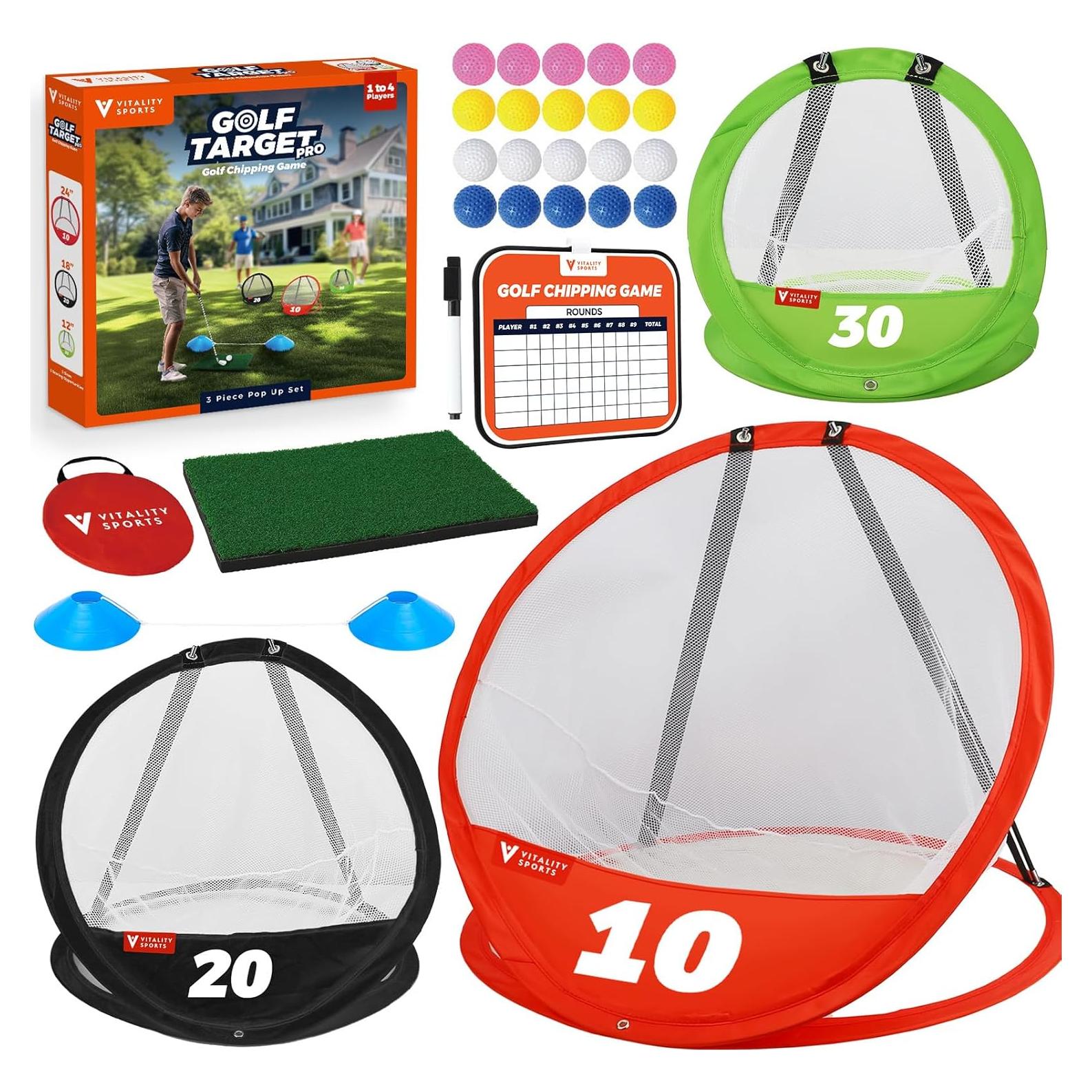 Juego de Chipping de Golf Vitality Sports - 3 Redes y Alfombrilla