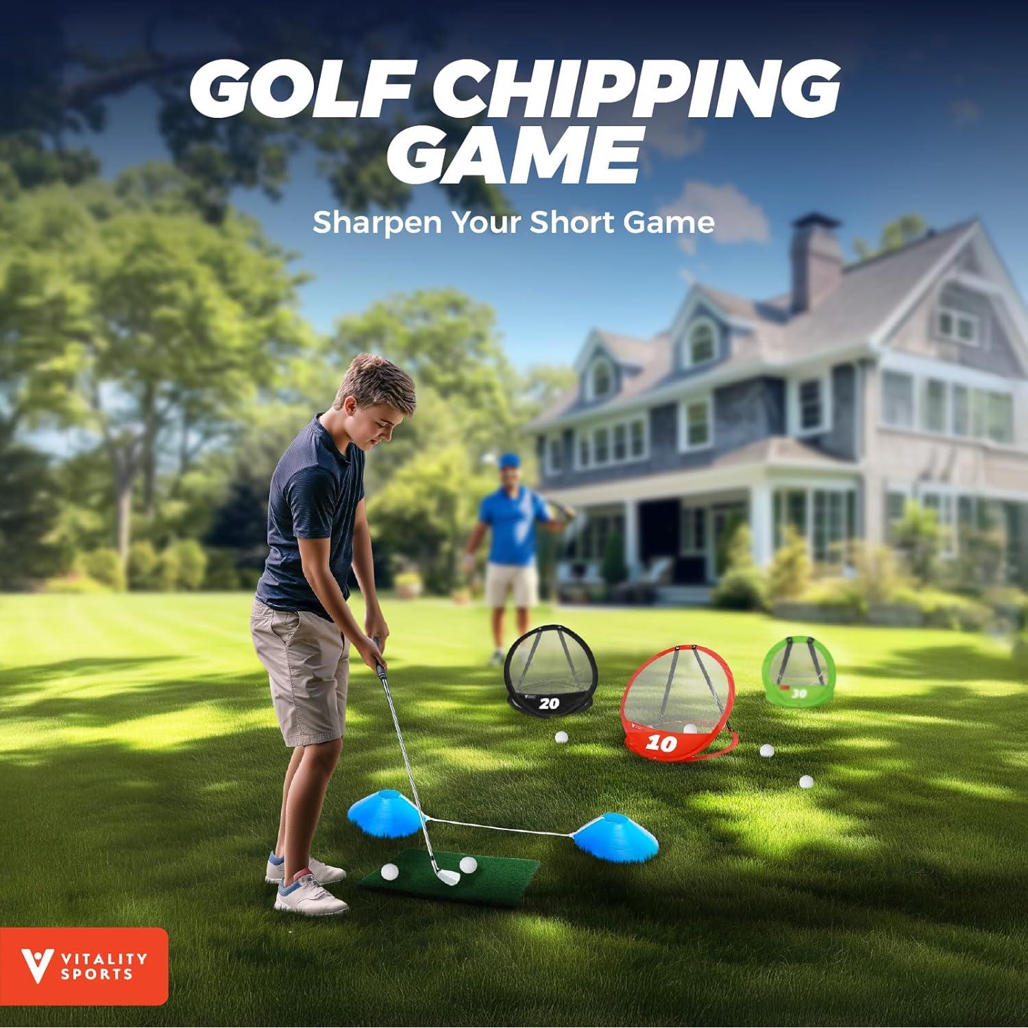 Juego de Chipping de Golf Vitality Sports - 3 Redes y Alfombrilla