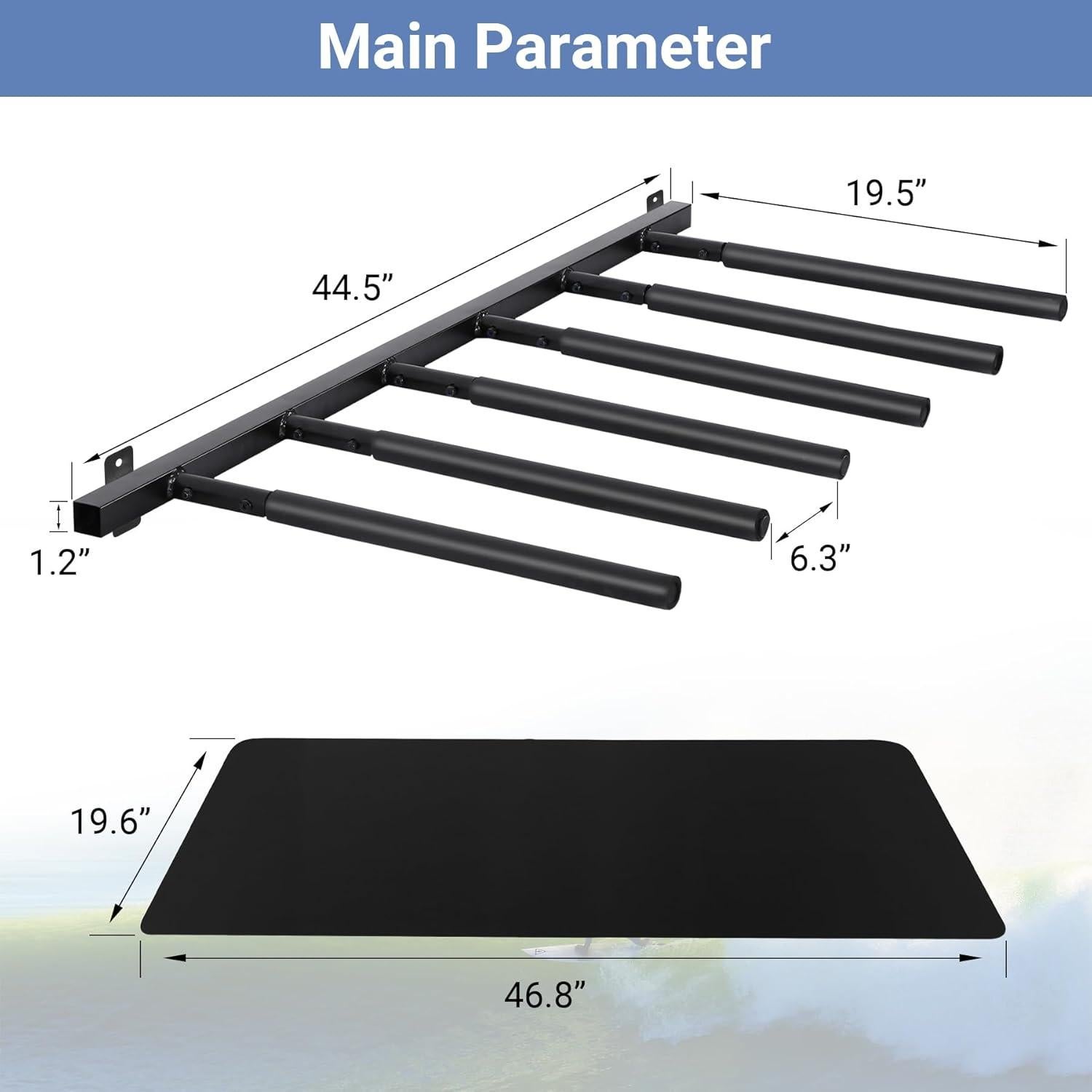 Soporte de Tabla de Surf Neorexon 6 Brazos Montaje Pared