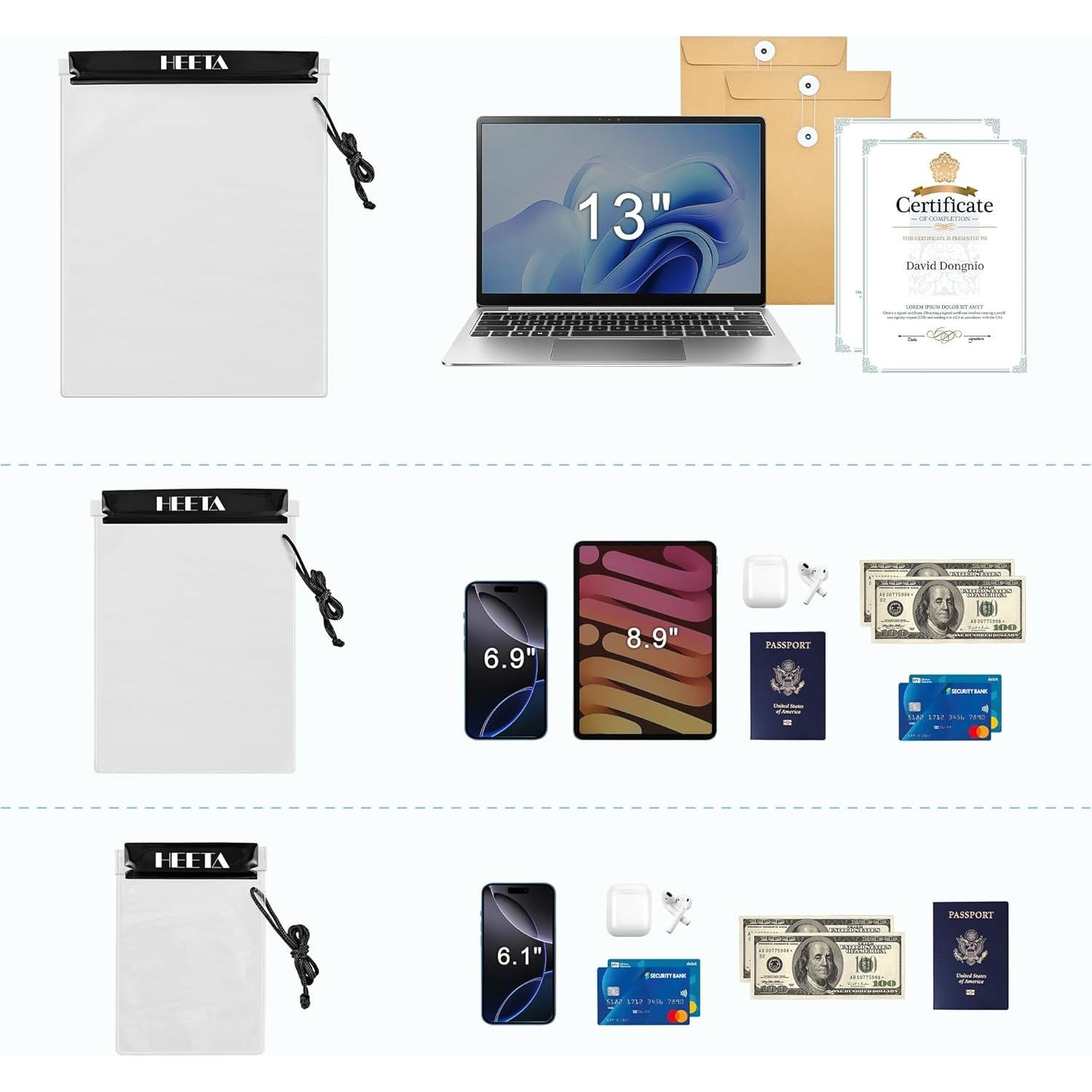 HEETA Paquete de 5 Bolsas Secas Impermeables 40.4x26.9cm