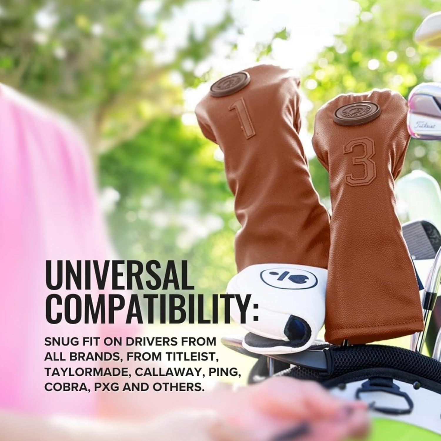 Funda Magnética para Driver de Golf Stripebird - Cuero Marrón