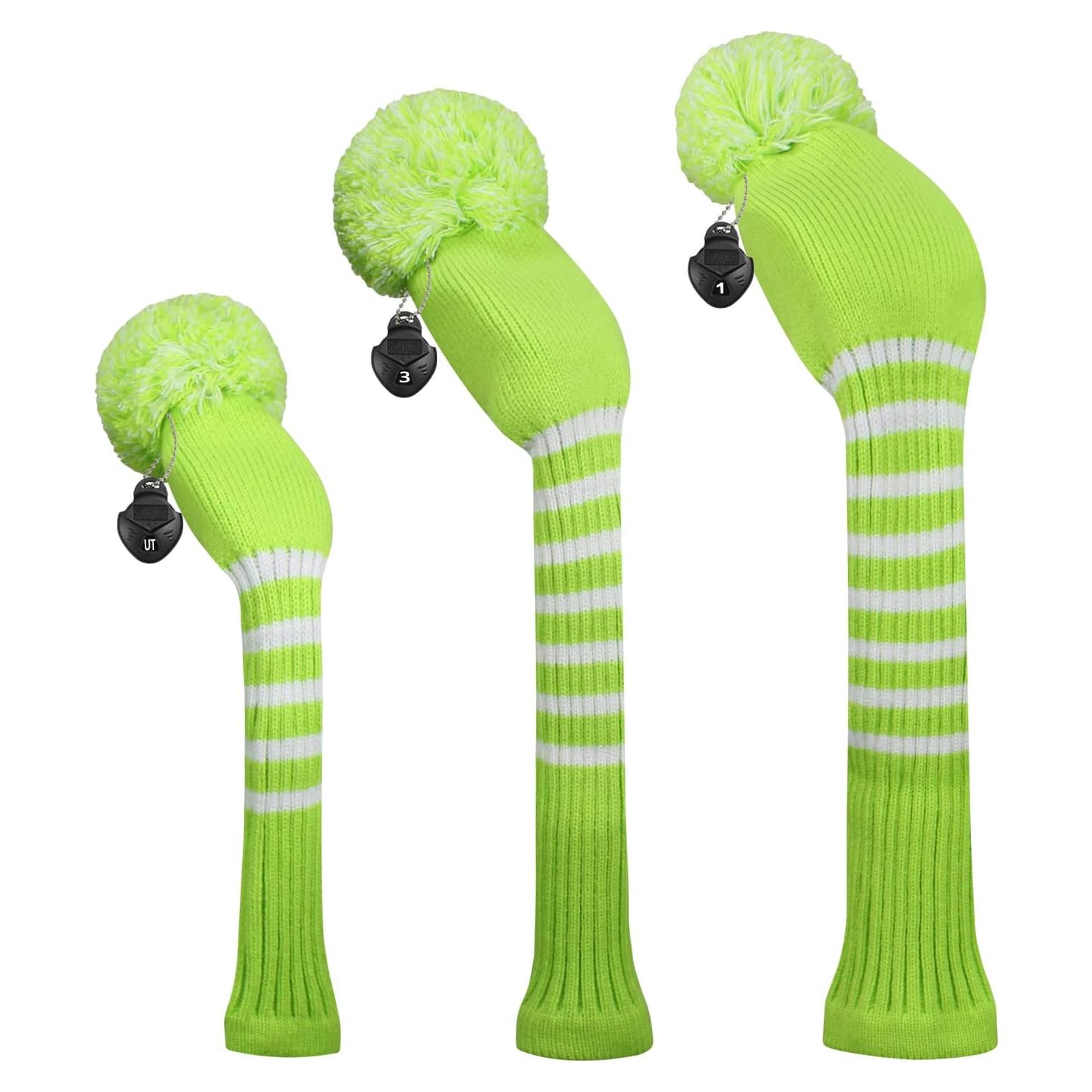 Cubiertas de Cabeza de Golf Scott Edward Juego de 3 Rayas Verdes