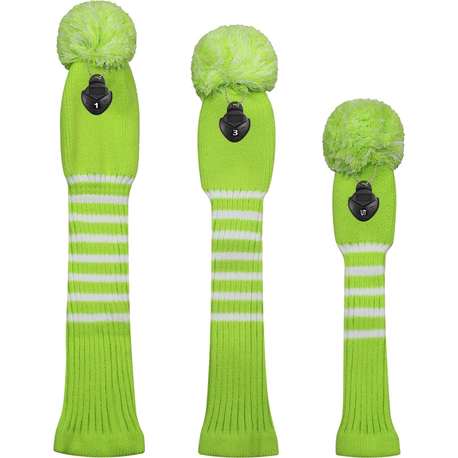 Cubiertas de Cabeza de Golf Scott Edward Juego de 3 Rayas Verdes