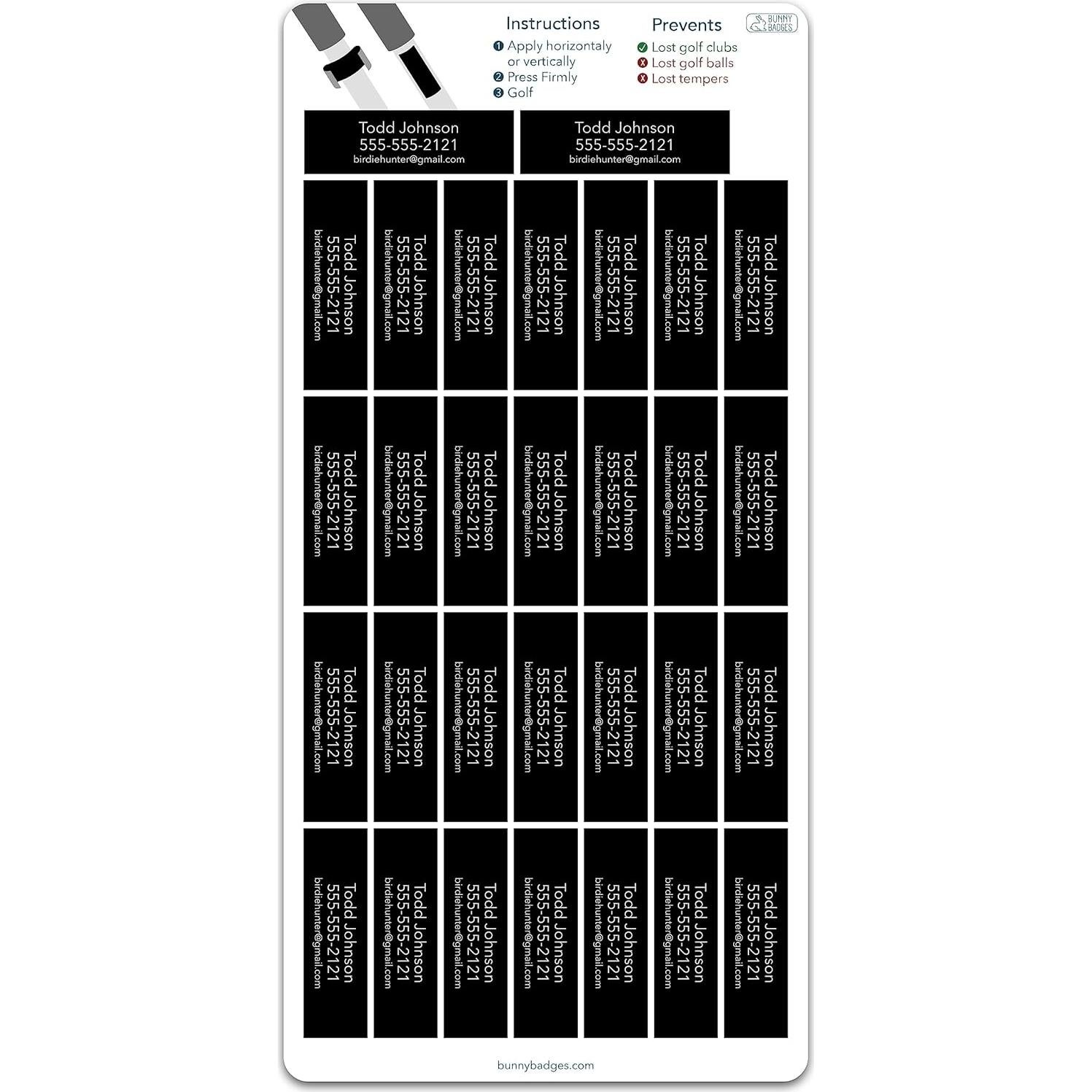 Etiquetas Personalizadas para Palos de Golf Bunny Badges - 30 Unidades