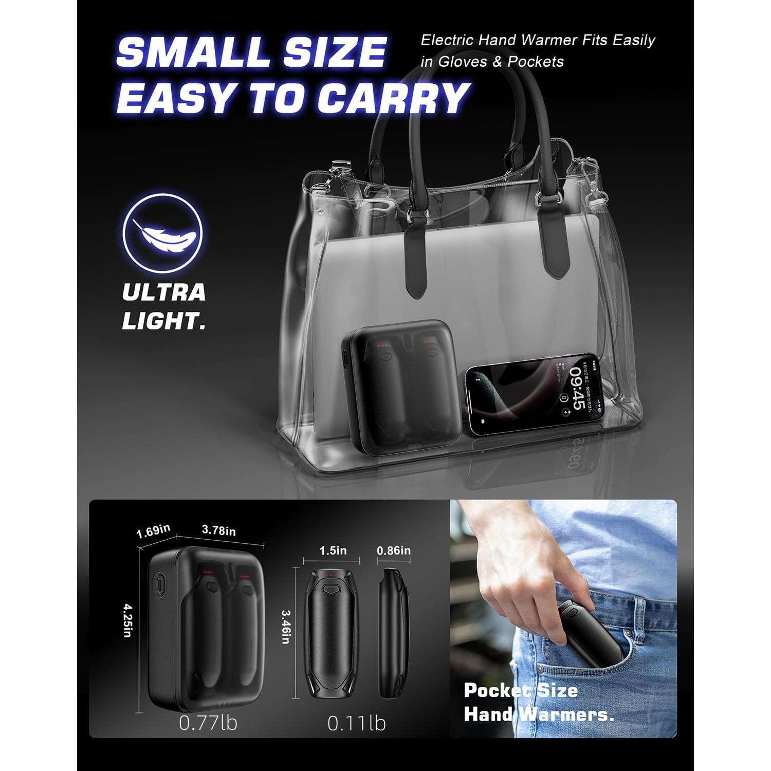 Calentadores de Manos Recargables Kesguar 14000mAh - Paquete de 2