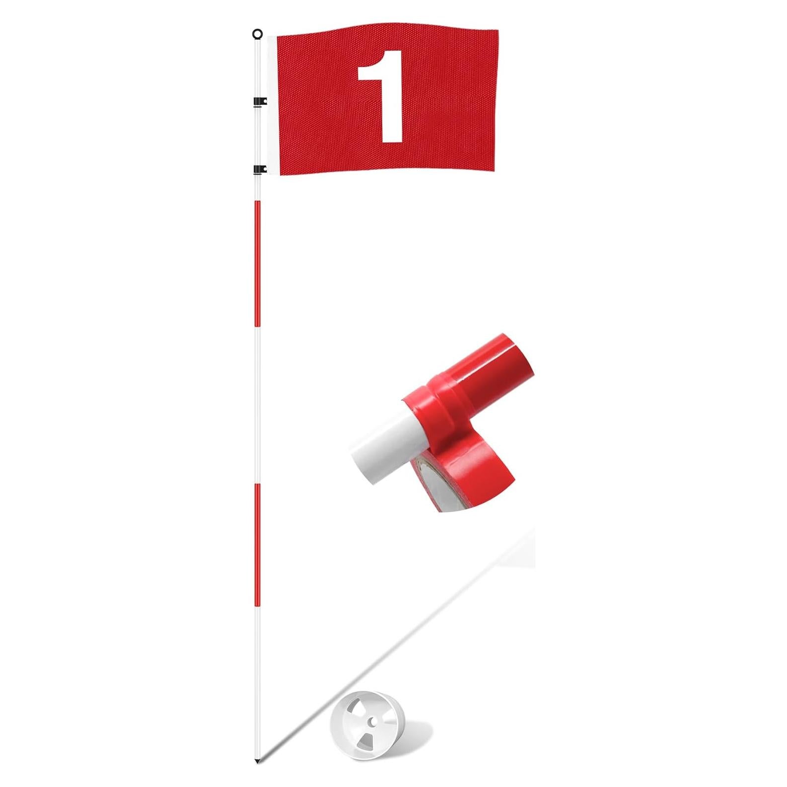 Bandera de Golf KINGTOP 1.83m Portátil con Taza de Agujero