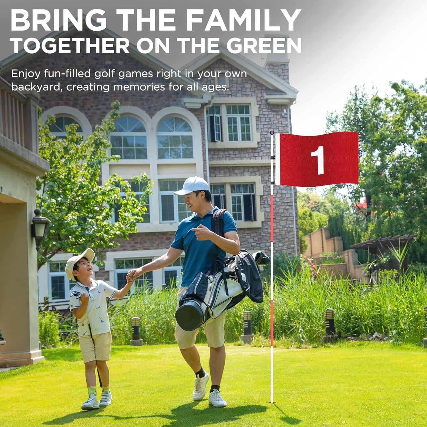 Bandera de Golf KINGTOP 1.83m Portátil con Taza de Agujero