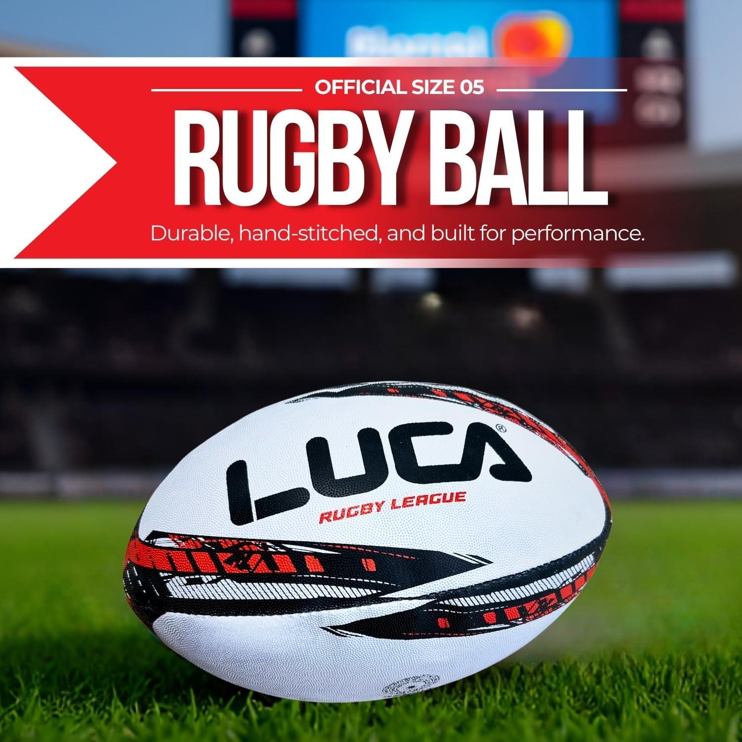 Balón de Rugby LUCA Tamaño 5 Cosido a Mano Resistente al Agua