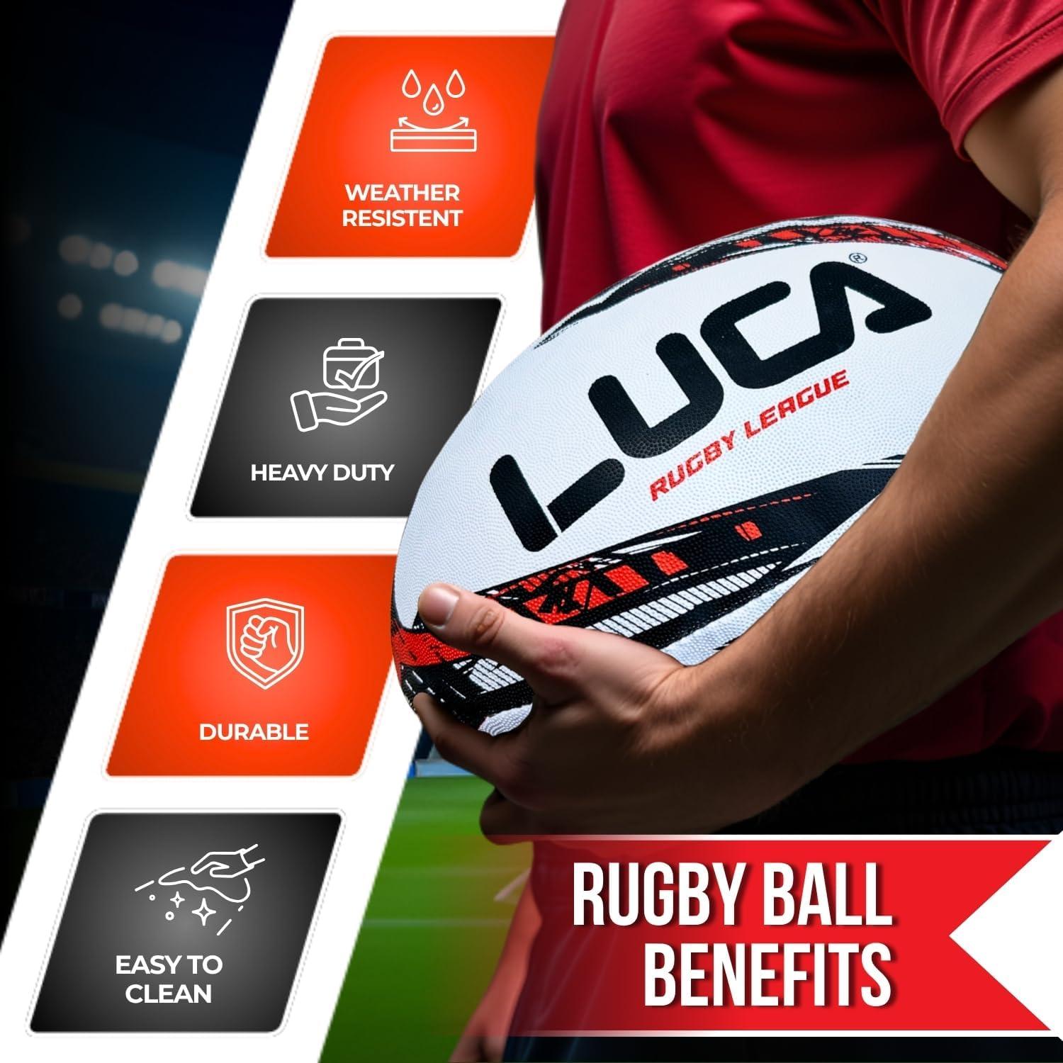 Balón de Rugby LUCA Tamaño 5 Cosido a Mano Resistente al Agua