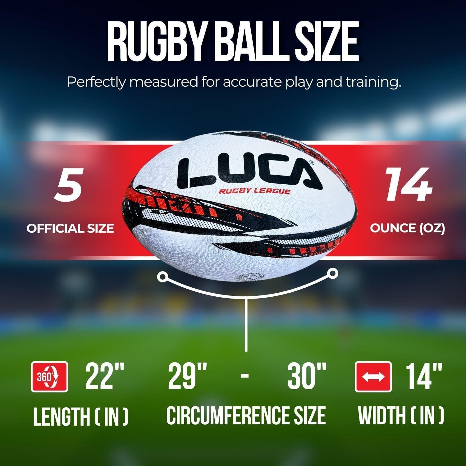 Balón de Rugby LUCA Tamaño 5 Cosido a Mano Resistente al Agua