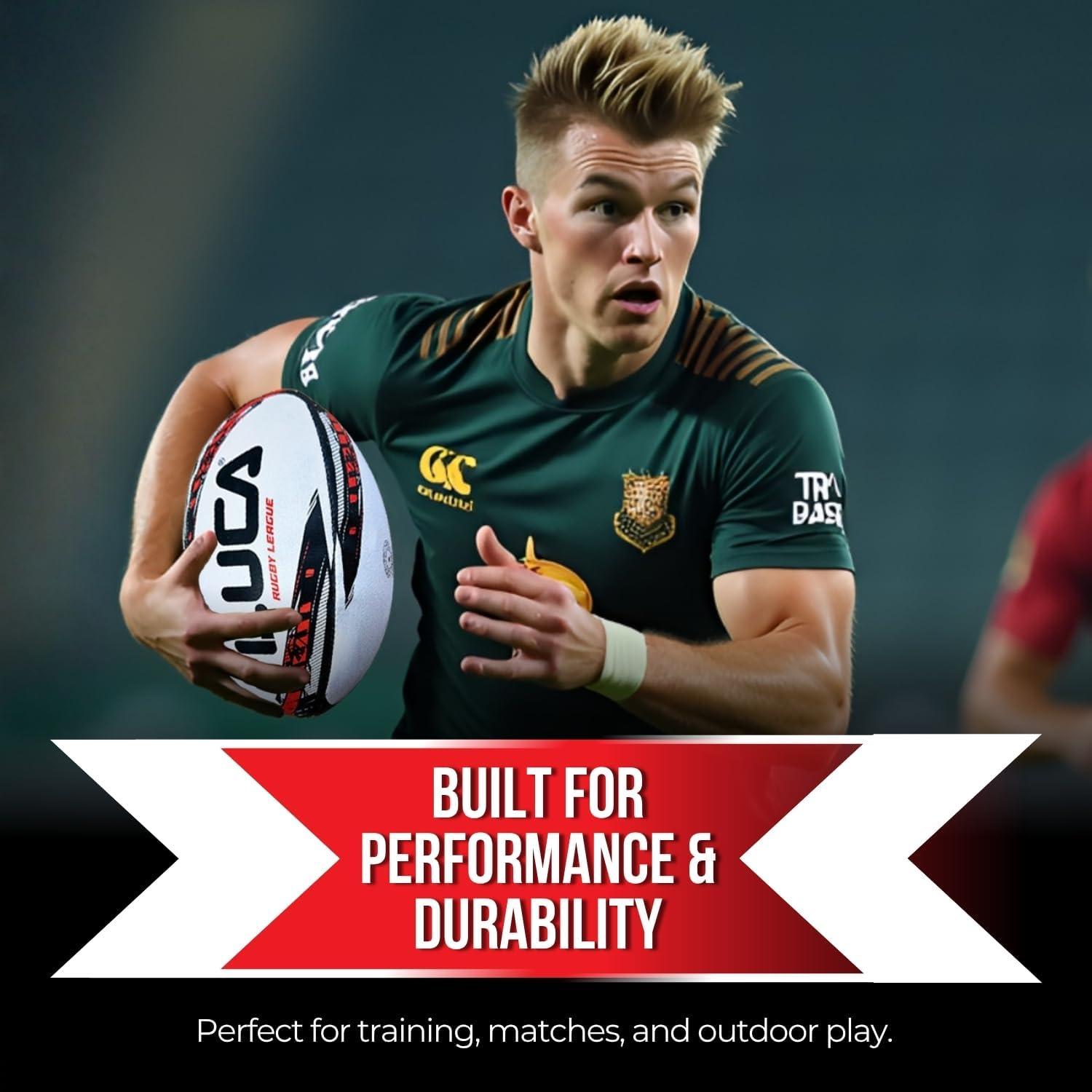 Balón de Rugby LUCA Tamaño 5 Cosido a Mano Resistente al Agua