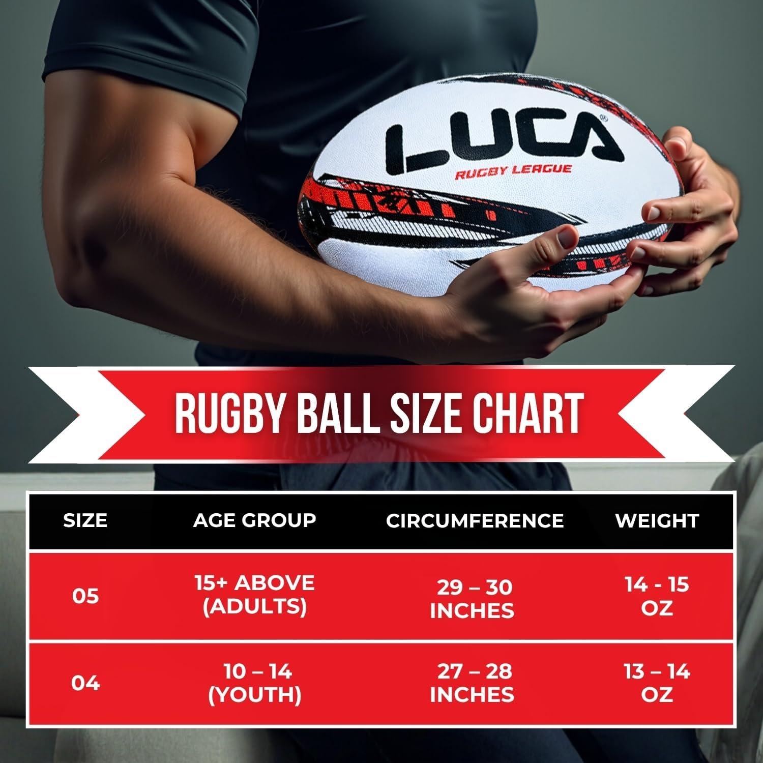 Balón de Rugby LUCA Tamaño 5 Cosido a Mano Resistente al Agua