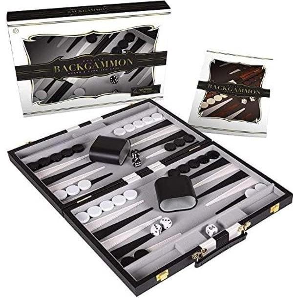 Juego de Backgammon Crazy Games 45.7 cm Negro con Estuche