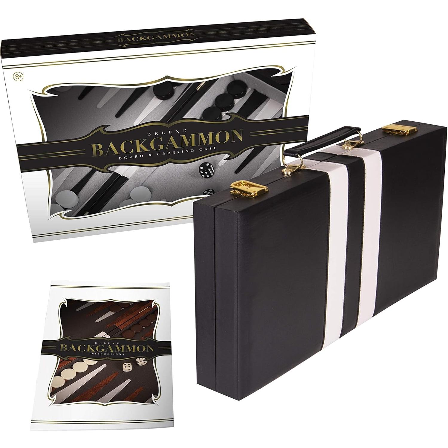 Juego de Backgammon Crazy Games 45.7 cm Negro con Estuche