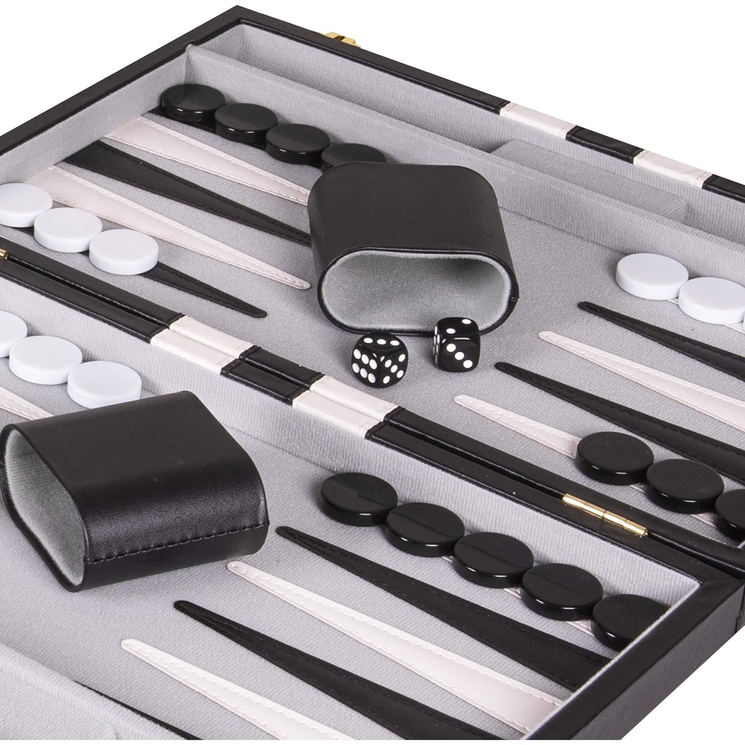 Juego de Backgammon Crazy Games 45.7 cm Negro con Estuche