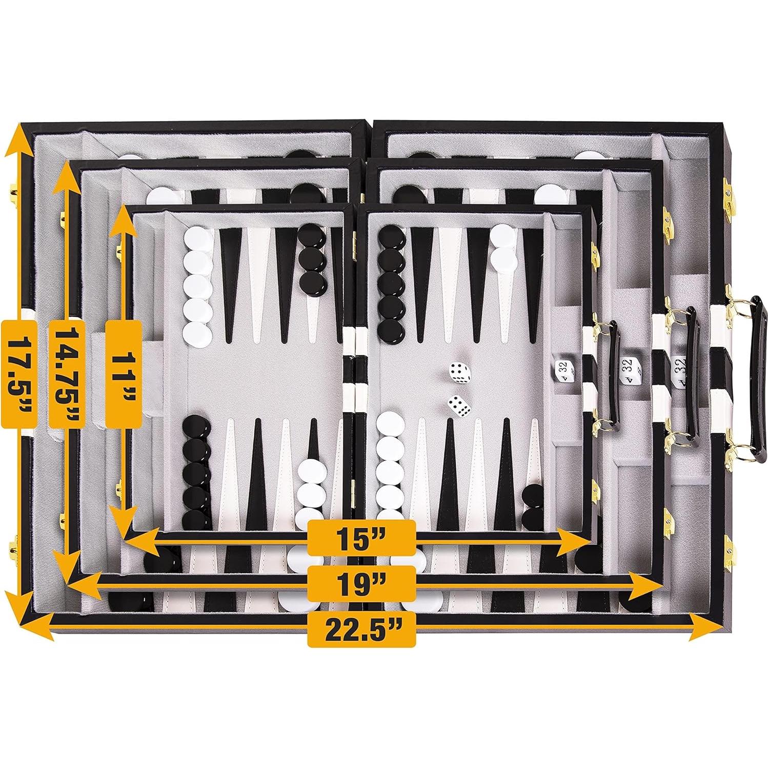 Juego de Backgammon Crazy Games 45.7 cm Negro con Estuche