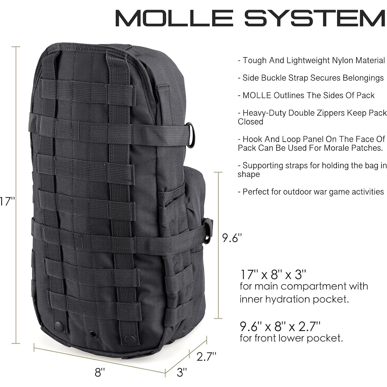 Mochila Táctica de Hidratación LIVANS 3L Nylon Impermeable