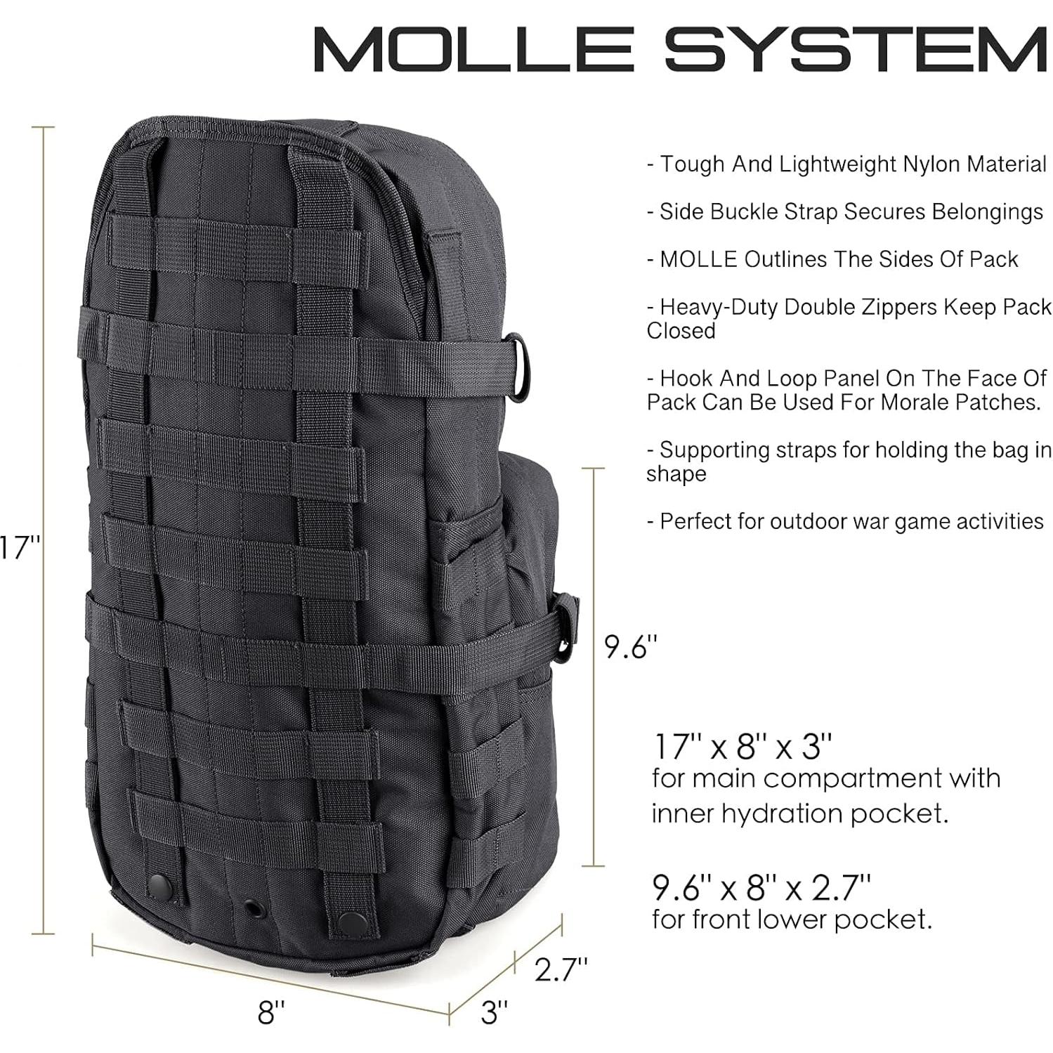 Mochila Táctica de Hidratación LIVANS 3L Nylon Impermeable