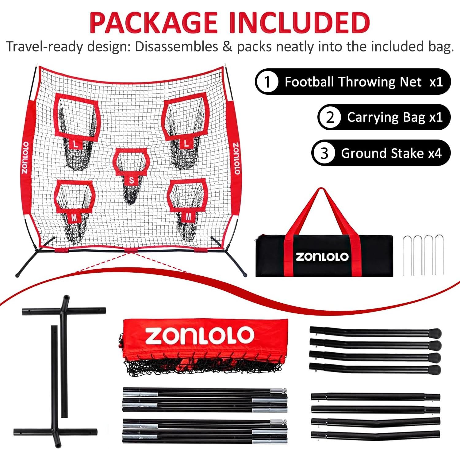 Red de Lanzamiento de Fútbol Zonlolo 2.13x2.13m con 5 Objetivos