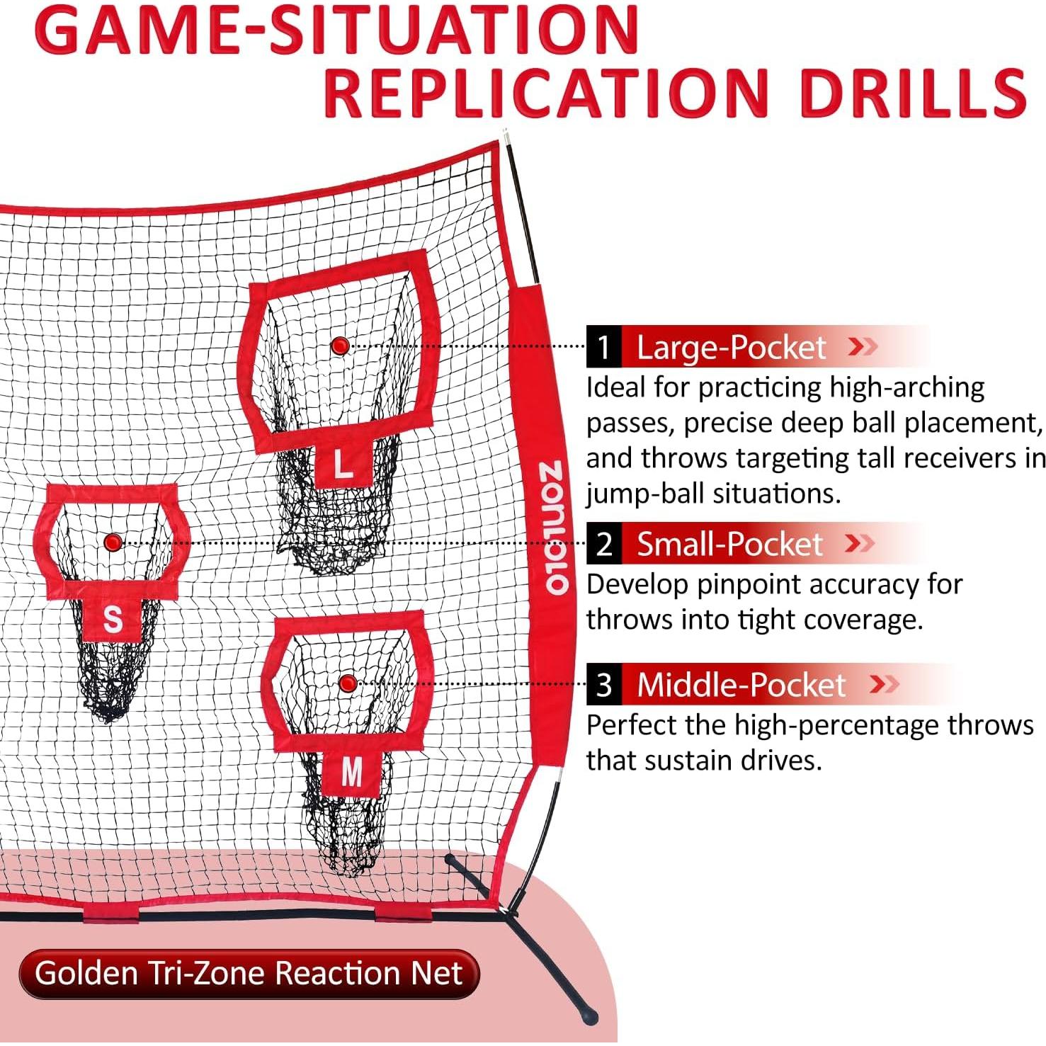 Red de Lanzamiento de Fútbol Zonlolo 2.13x2.13m con 5 Objetivos