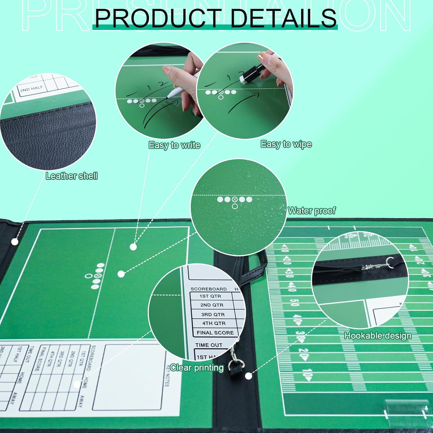 Pizarra Táctica Doble Cara Pure Vie para Fútbol y Rugby 33.5x25.5cm