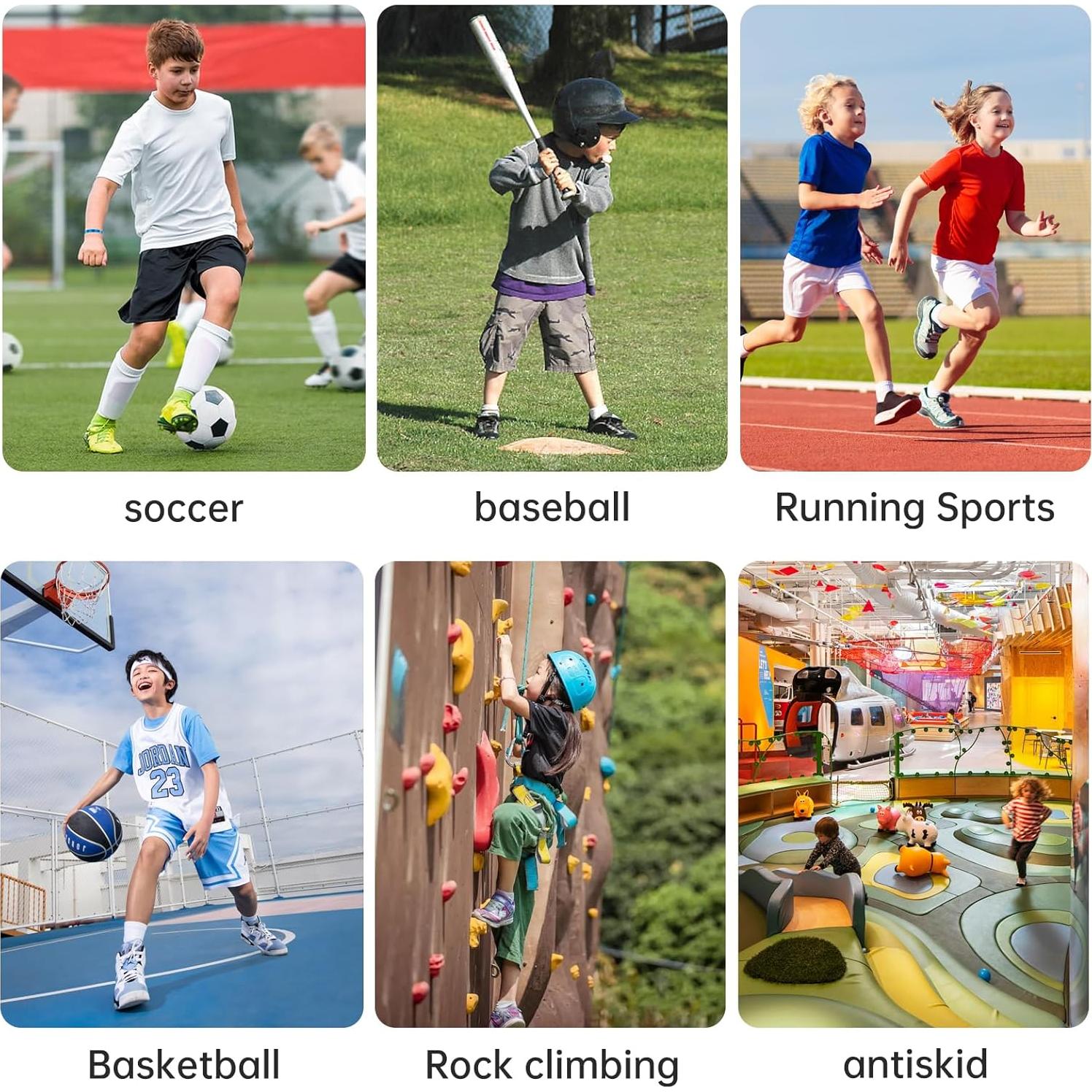 Yufree Calcetines Antideslizantes para Niños 4 Pares - Fútbol/Baloncesto