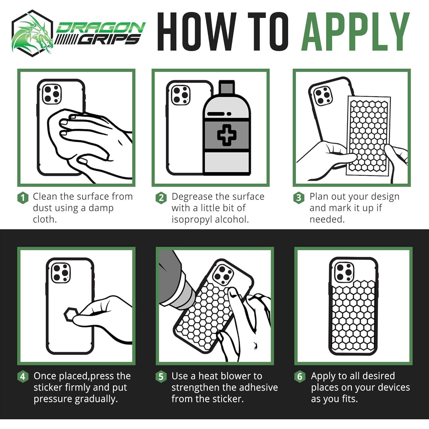 Cinta de Agarre Antideslizante Dragon Grips 84 Piezas Negra