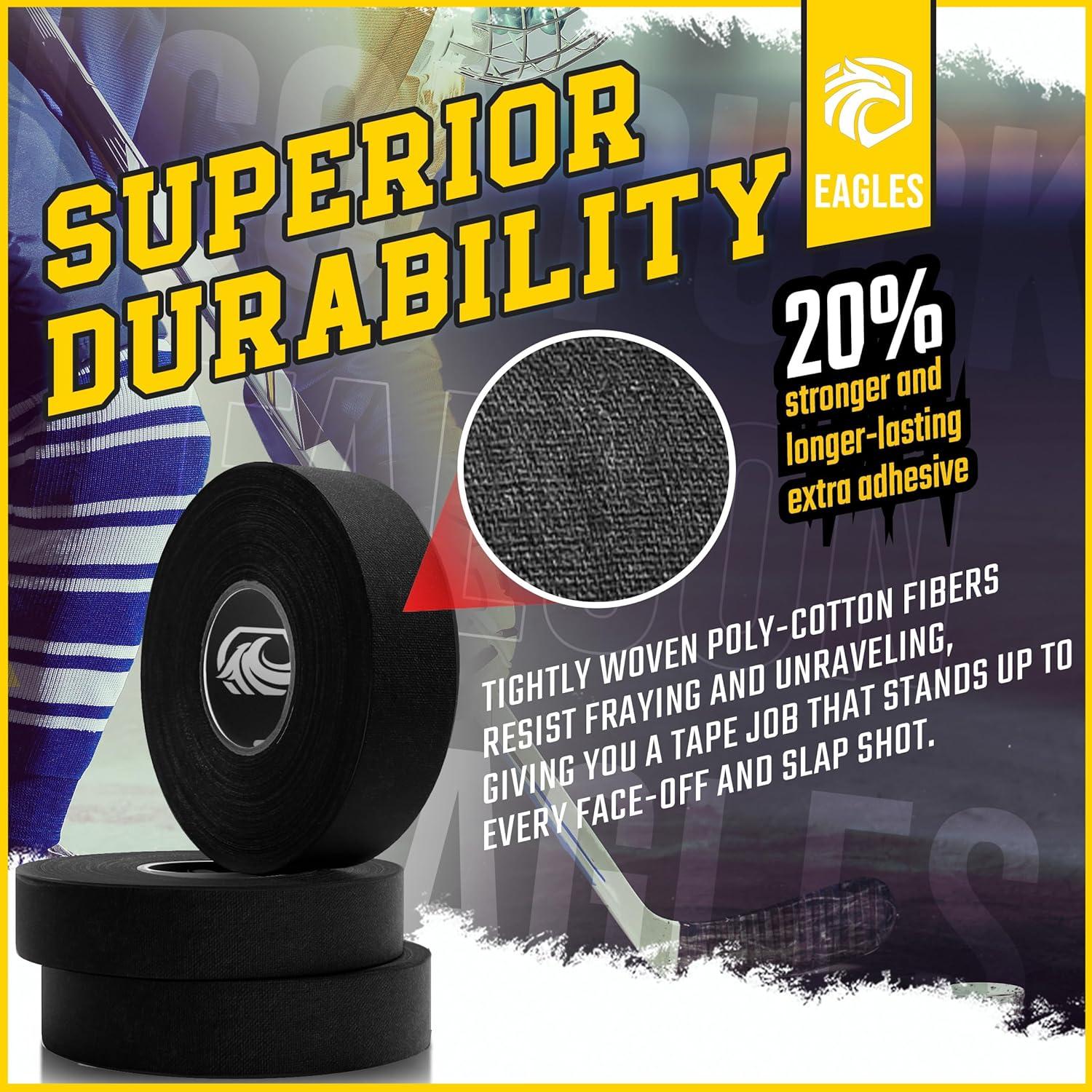 Cinta de Hockey EAGLES Negra 2 Rollos 2.54 cm para Deportes