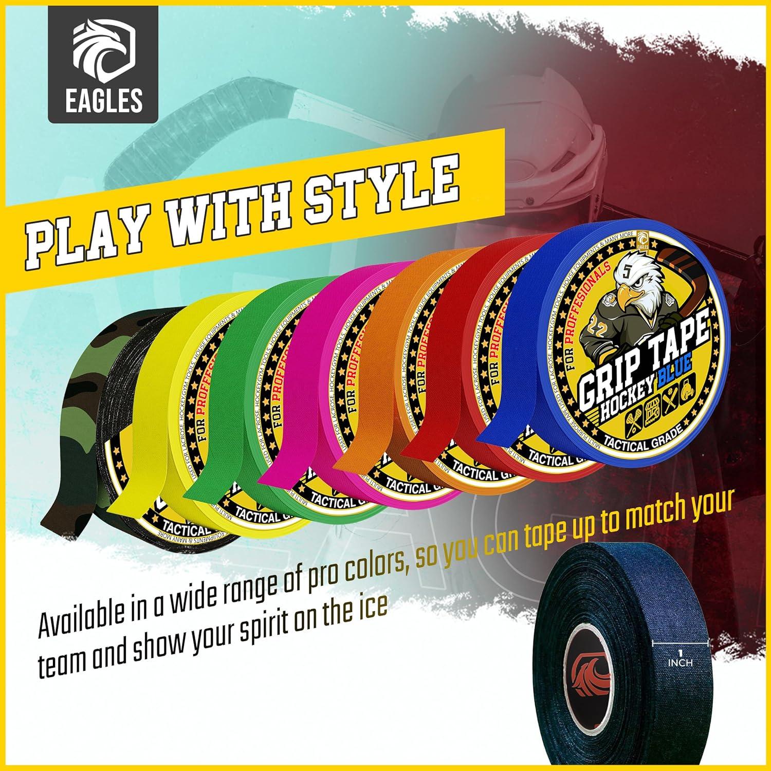 Cinta de Hockey EAGLES 20.12m Algodón Negro Resistente al Agua