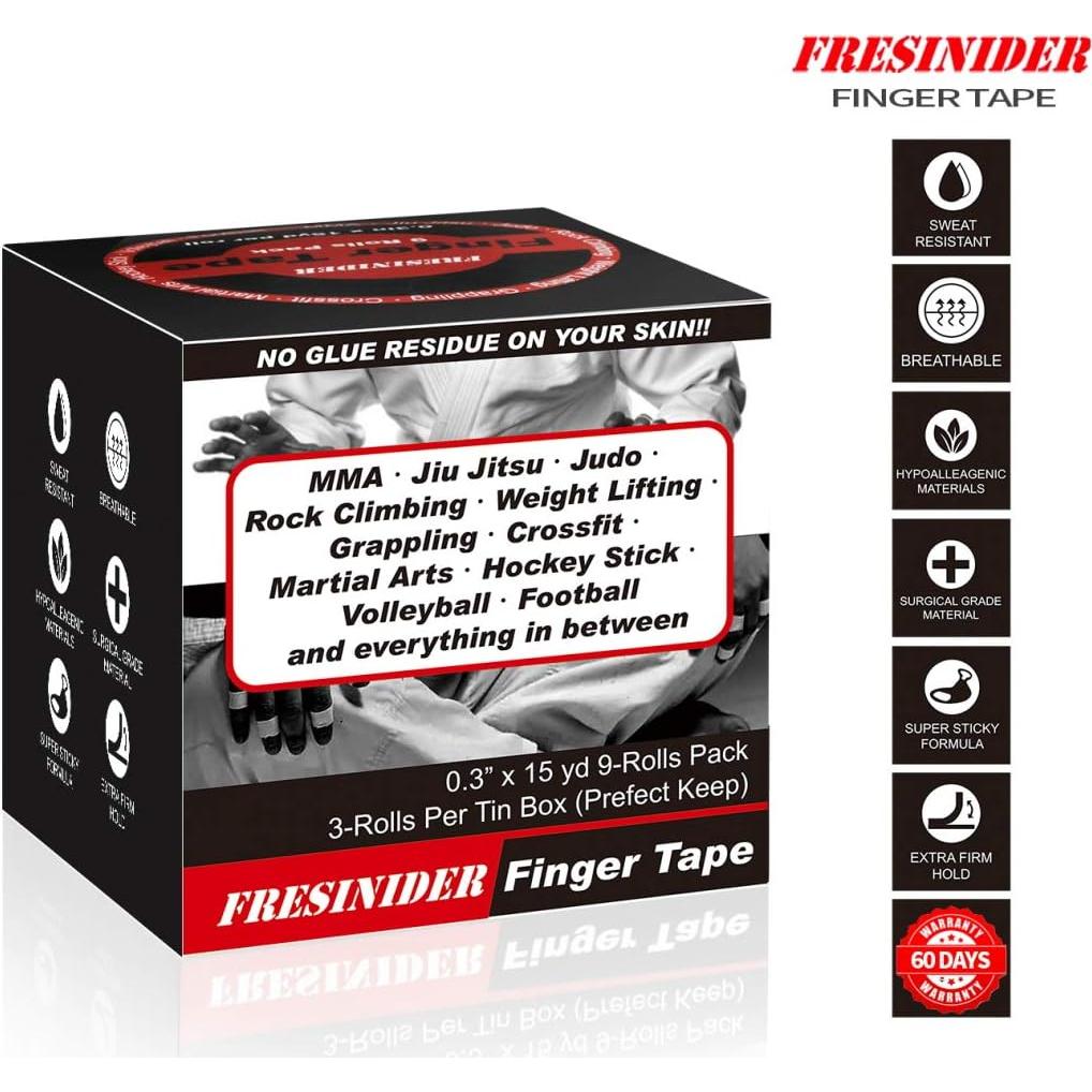 Cinta para Dedos Fresinider 9 Rollos 0.76 cm x 13.72 m Negra