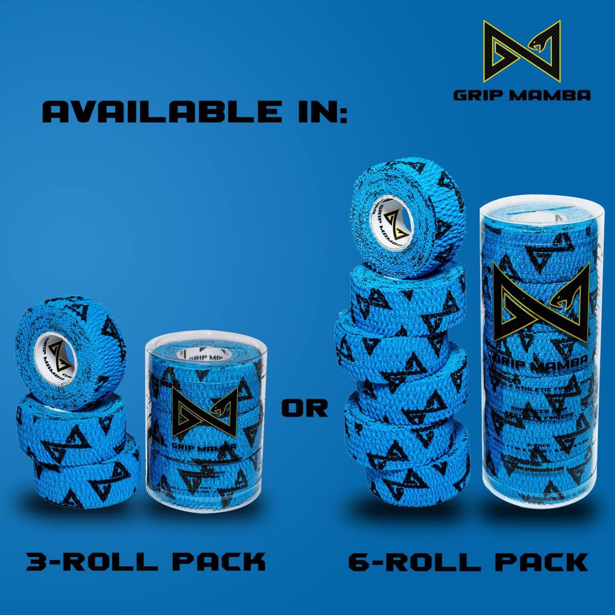 Cinta Atlética Elástica Grip Mamba para Dedos 3 Rollos Azul
