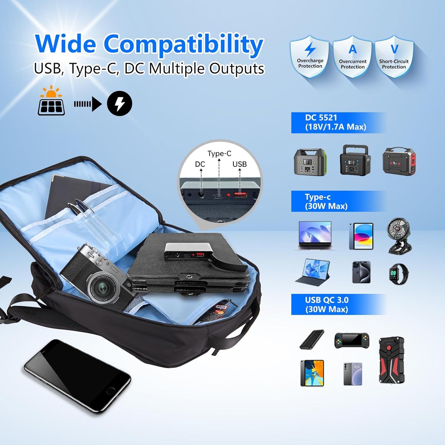 Cargador Solar Plegable QLAYA 30W para Teléfonos Móviles