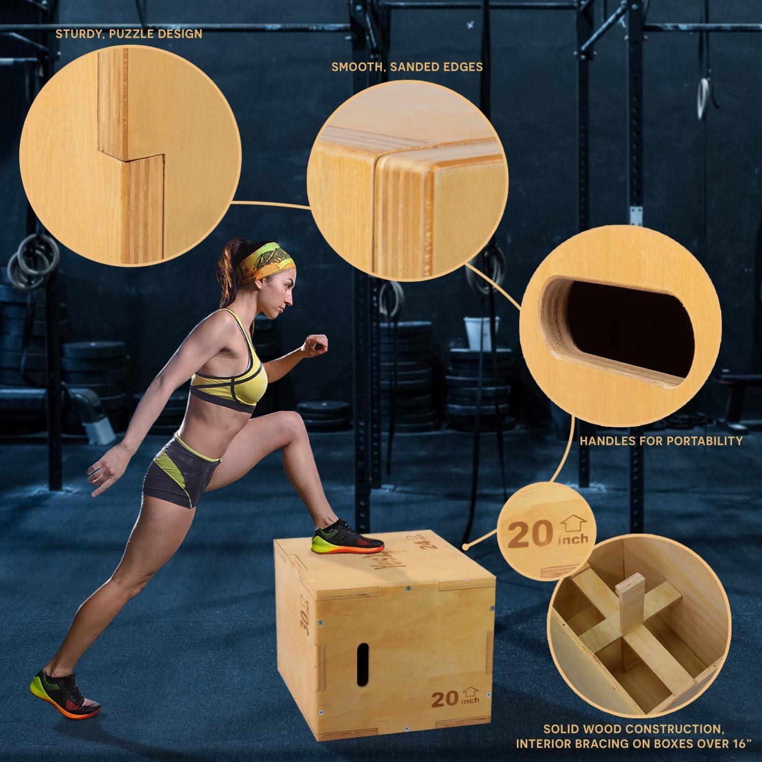 Caja Plyo de Madera Yes4All 3 en 1 para Gimnasio 204 kg