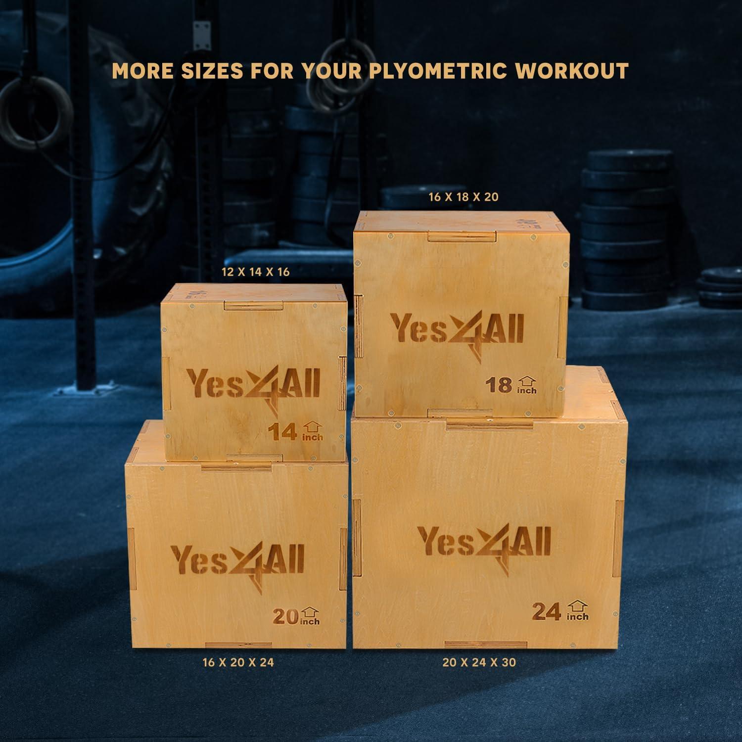 Caja Plyo de Madera Yes4All 3 en 1 para Gimnasio 204 kg