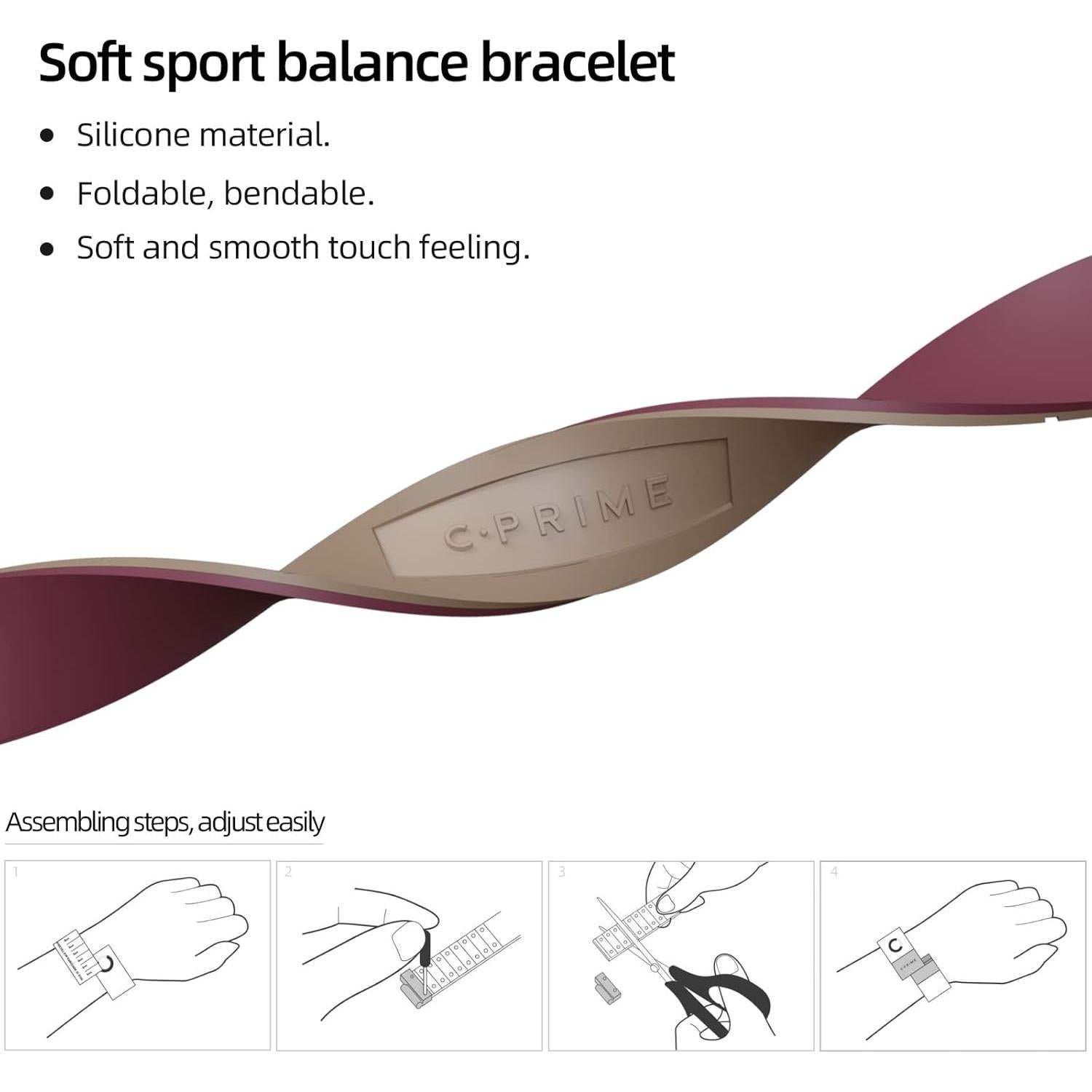 Pulsera de Equilibrio Deportiva cPRIME NEO para Mujeres - Vino Tinto