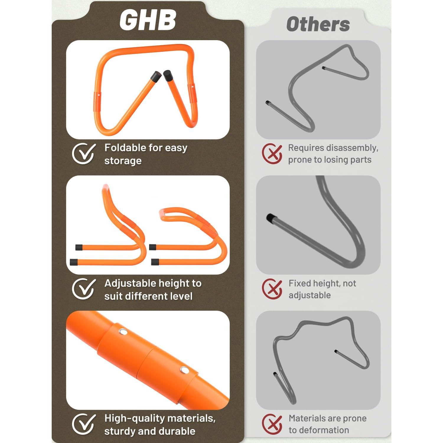 Vallas de Agilidad GHB 10 Pack Ajustables para Entrenamiento