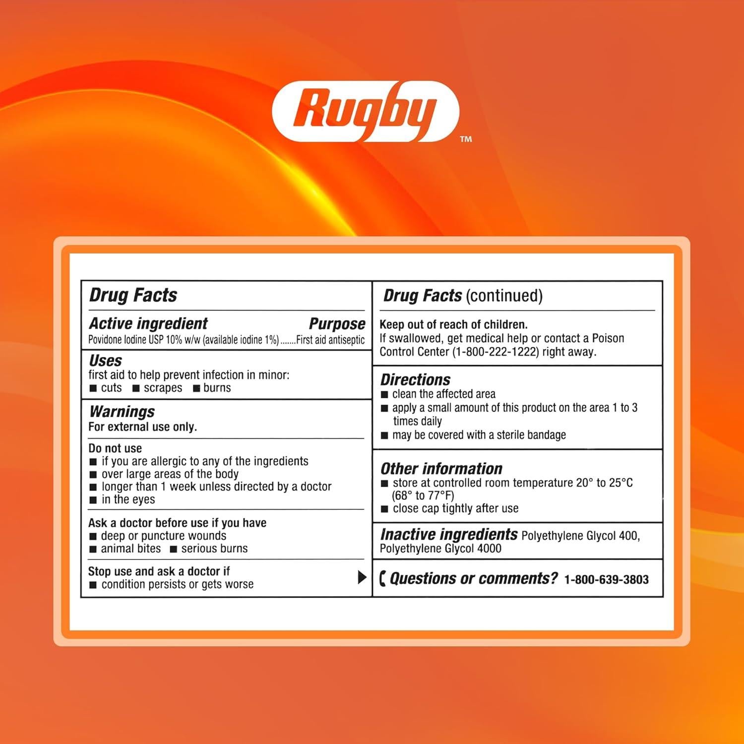 Ungüento Antiséptico Rugby First Aid 28.35 g - Povidona Yodada 10%