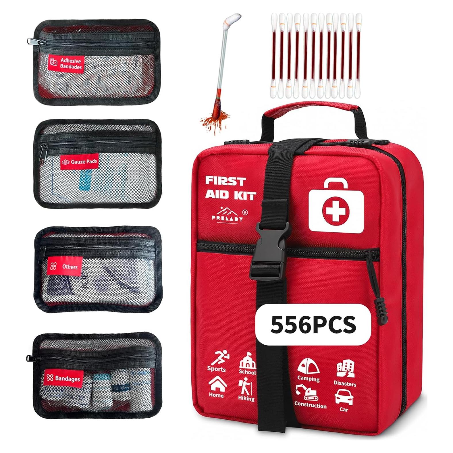 Kit de Primeros Auxilios Prelady 556 Piezas - Bolsa Táctica Molle