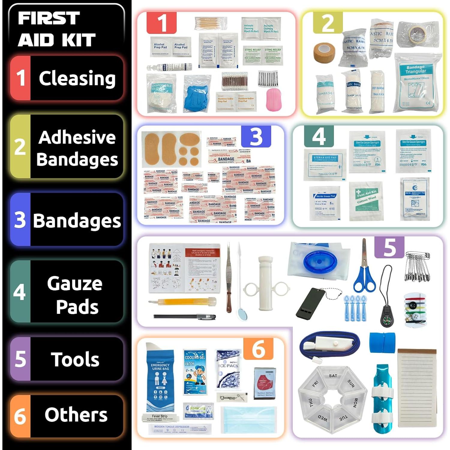 Kit de Primeros Auxilios Prelady 556 Piezas - Bolsa Táctica Molle