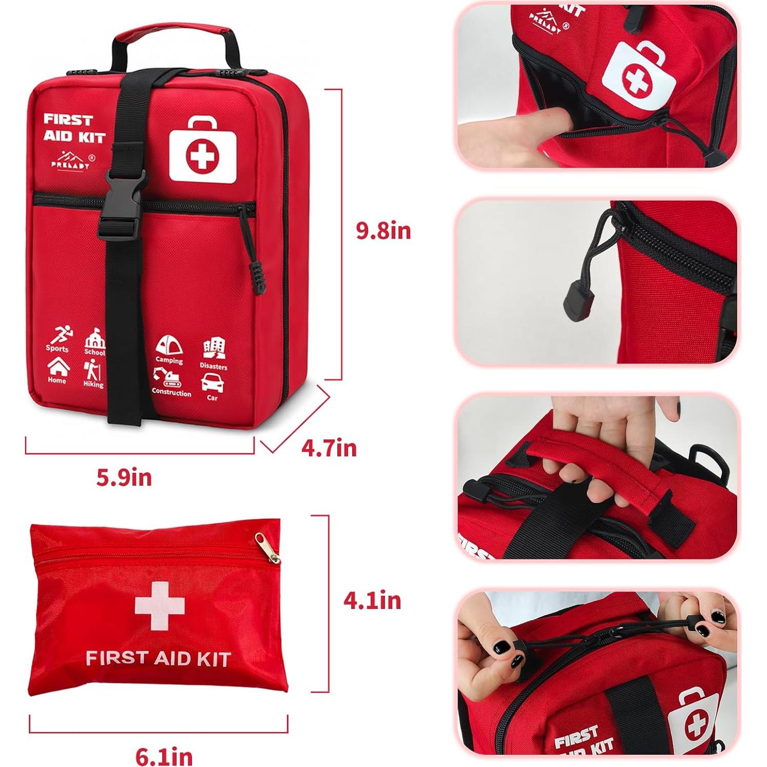 Kit de Primeros Auxilios Prelady 556 Piezas - Bolsa Táctica Molle