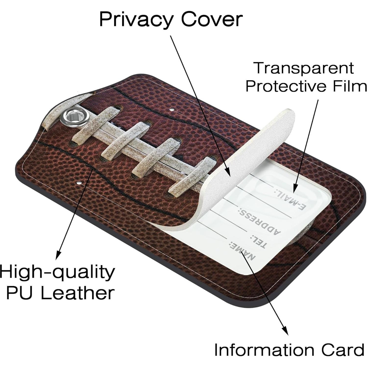 Etiquetas de Equipaje Neidius - 2 Piezas Cuero PU Fútbol Americano