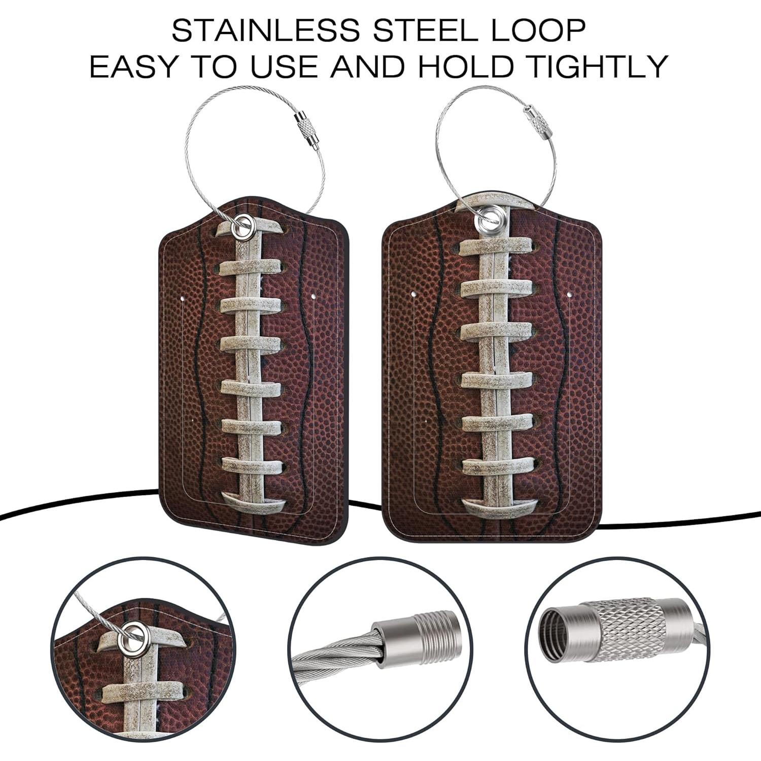 Etiquetas de Equipaje Neidius - 2 Piezas Cuero PU Fútbol Americano