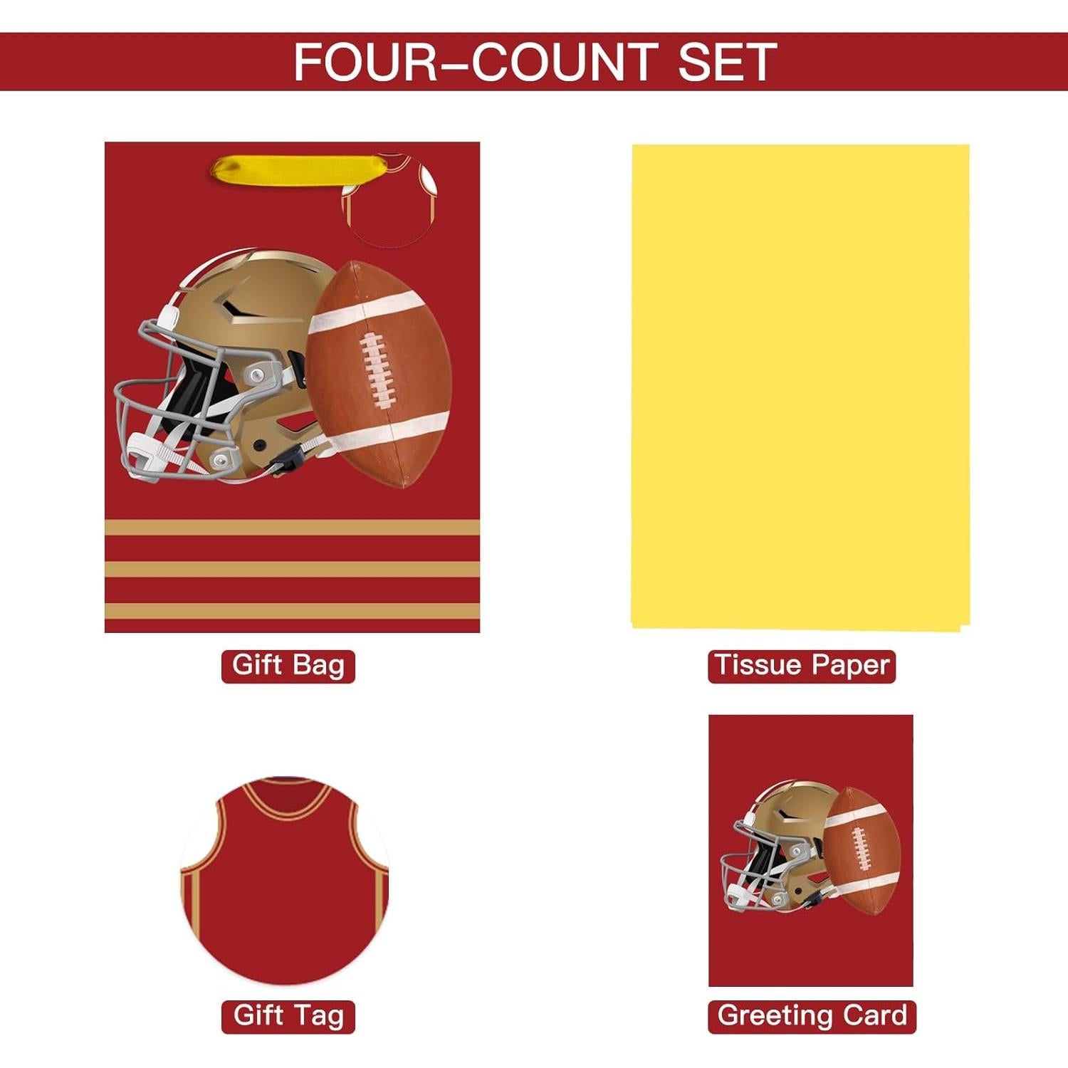 Bolsa de Regalo de Fútbol Loveinside Mediana Roja y Dorada