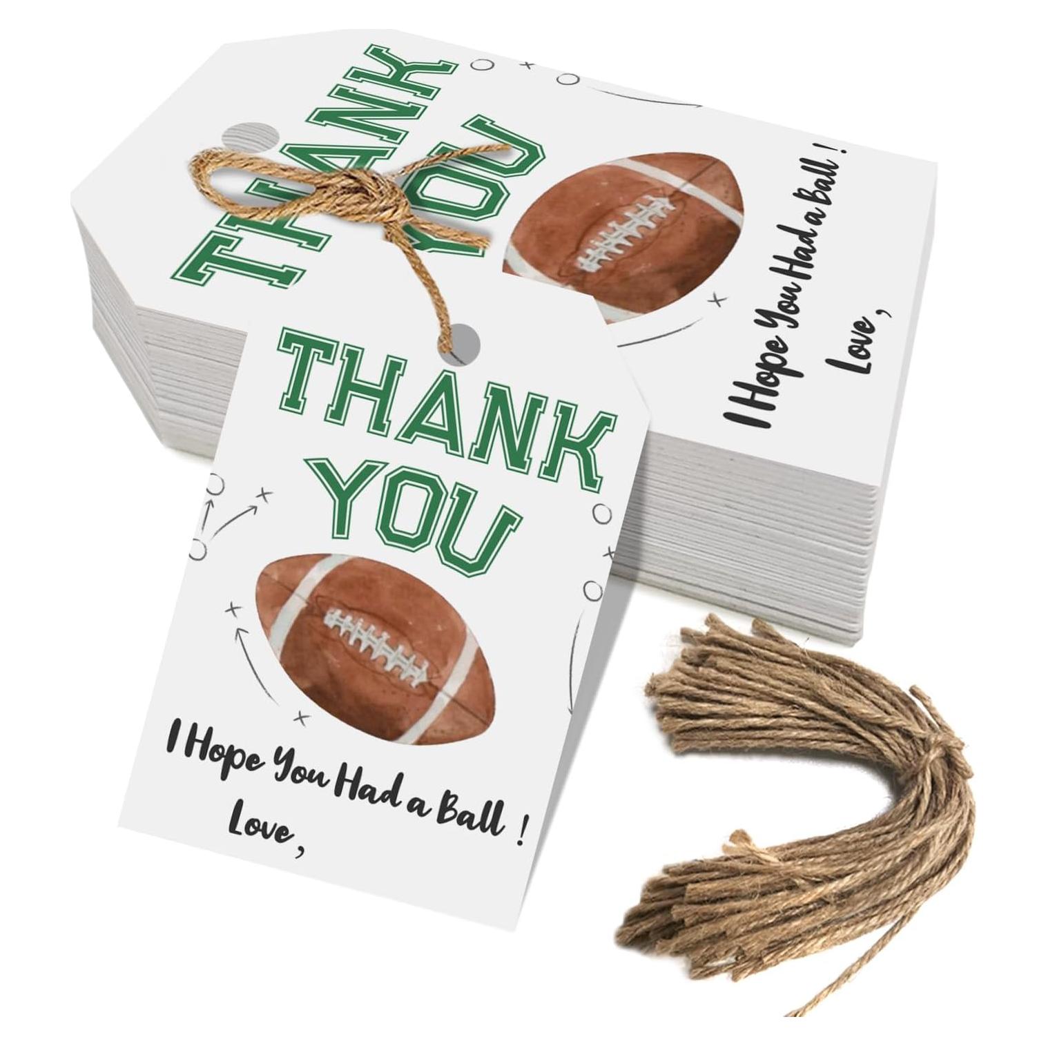 50 Etiquetas de Agradecimiento de Fútbol Aukolass 5.6x8.9cm