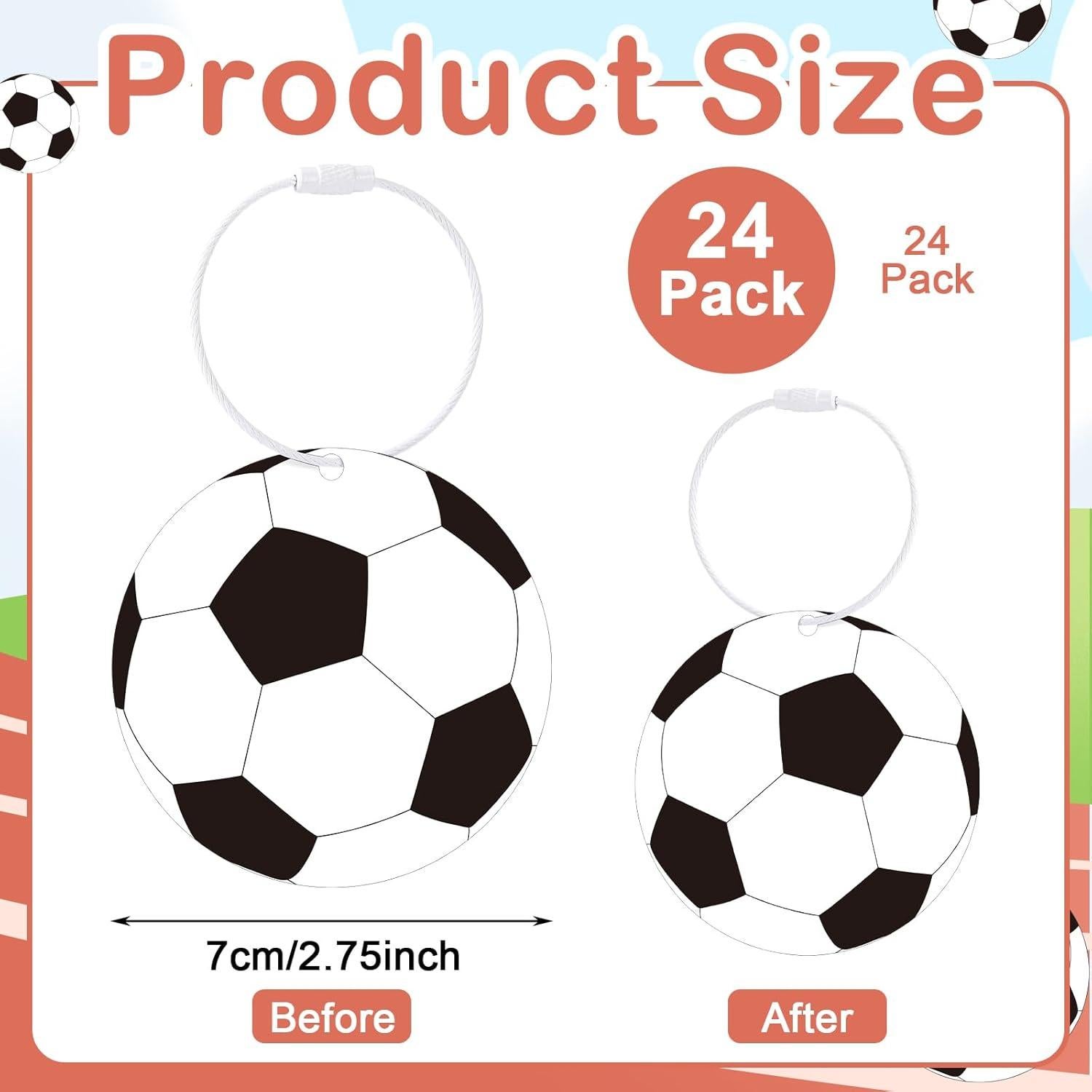 24 Etiquetas de Equipaje de Fútbol Liliaafar 7 cm PVC
