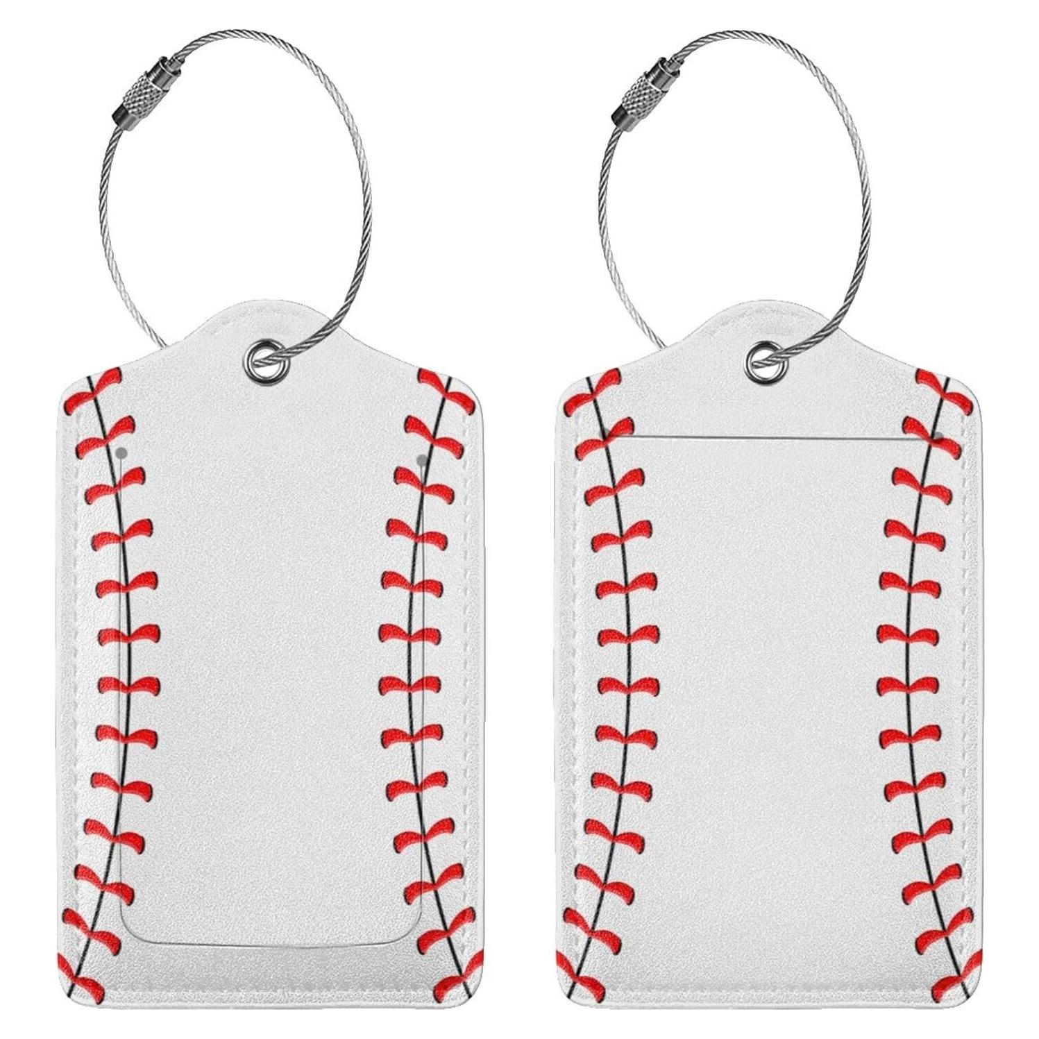 Etiquetas de Equipaje de Béisbol Zoeucpoo - 2 Pcs, Cuero PU