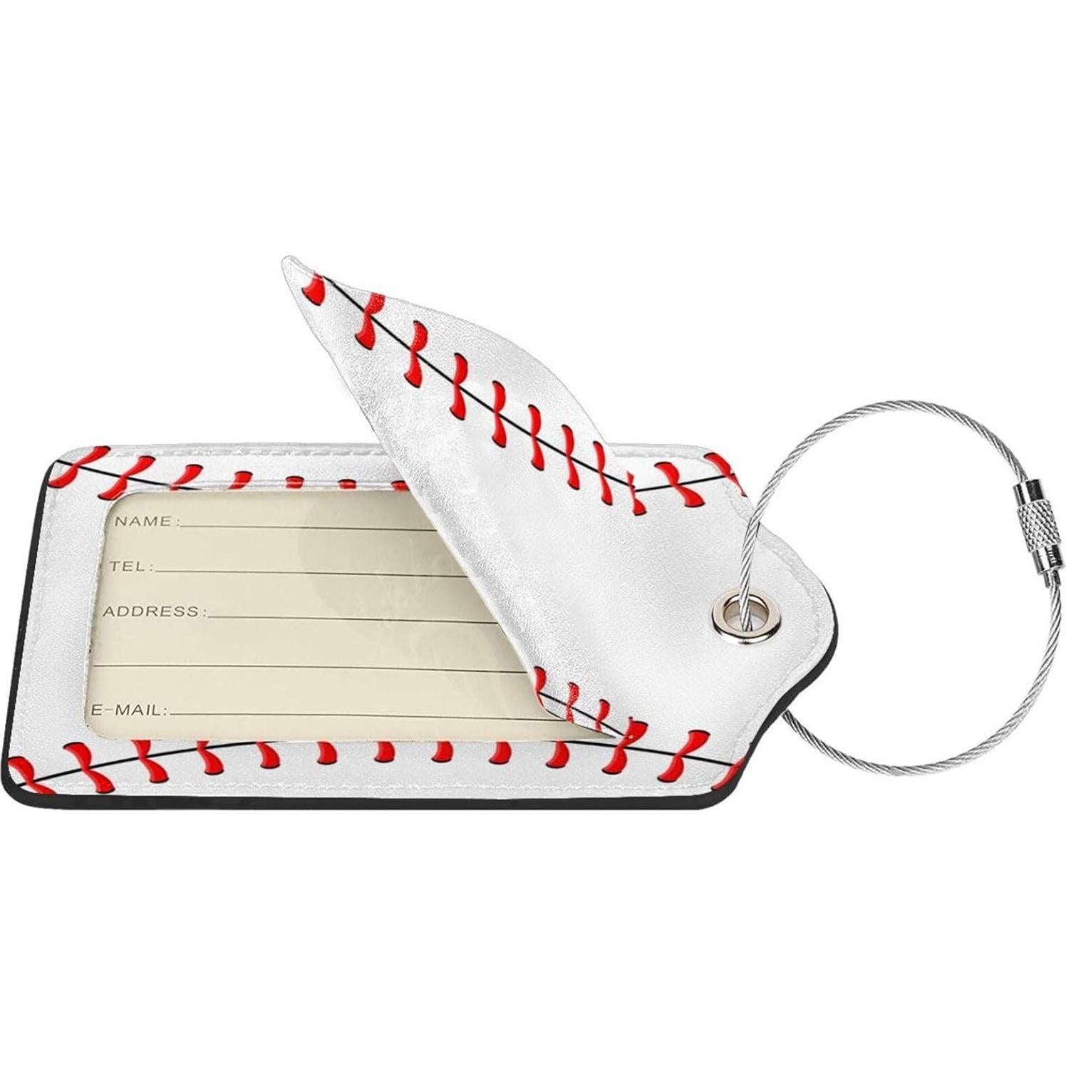 Etiquetas de Equipaje de Béisbol Zoeucpoo - 2 Pcs, Cuero PU