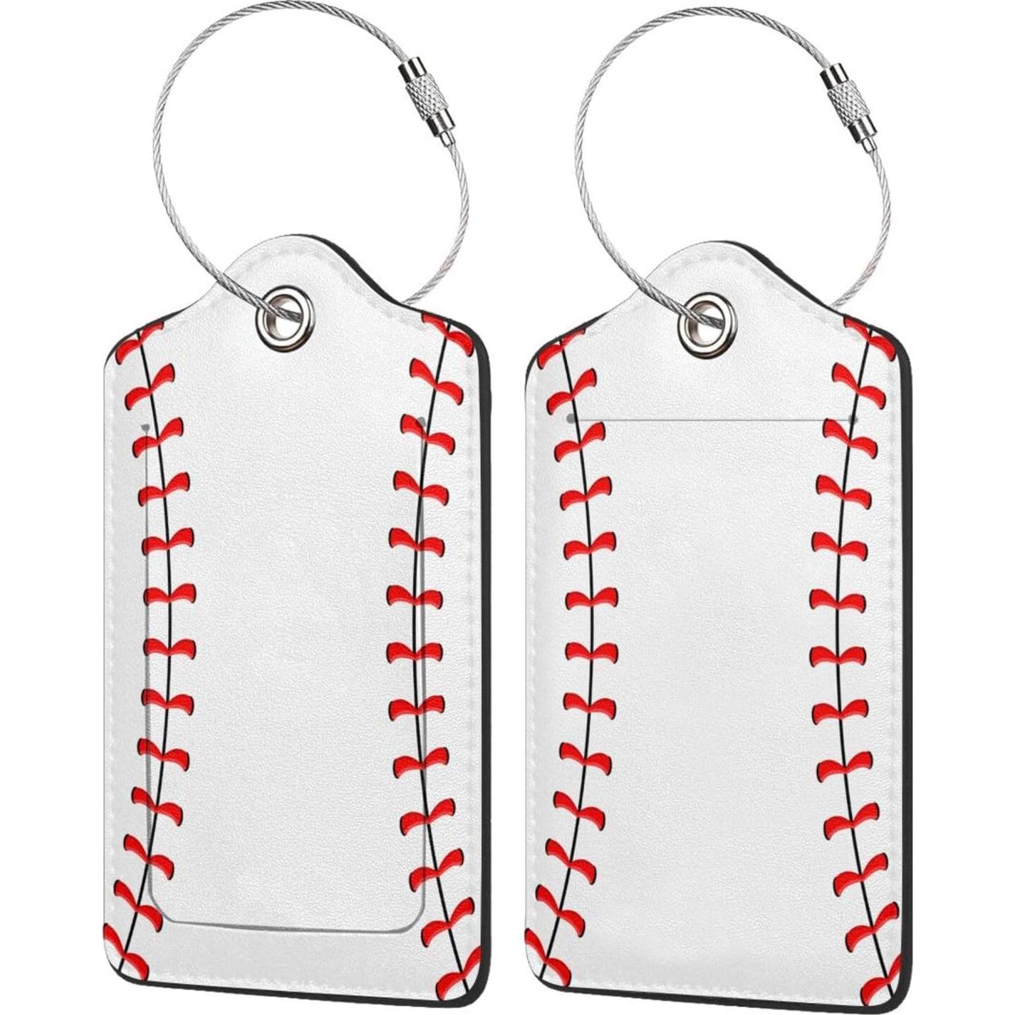 Etiquetas de Equipaje de Béisbol Zoeucpoo - 2 Pcs, Cuero PU