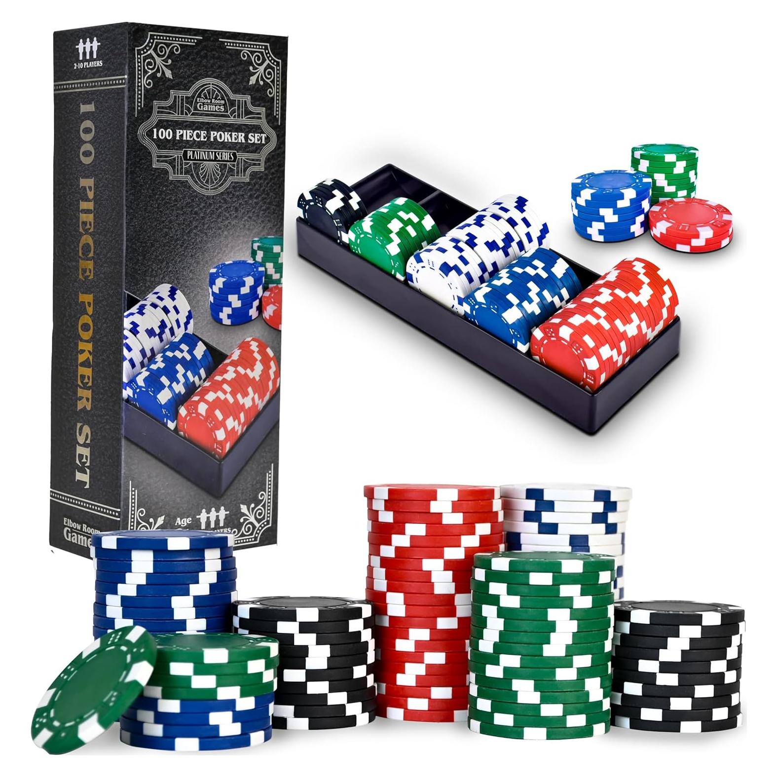 Conjunto de Fichas de Póker 100 Piezas Sunny Days Entertainment